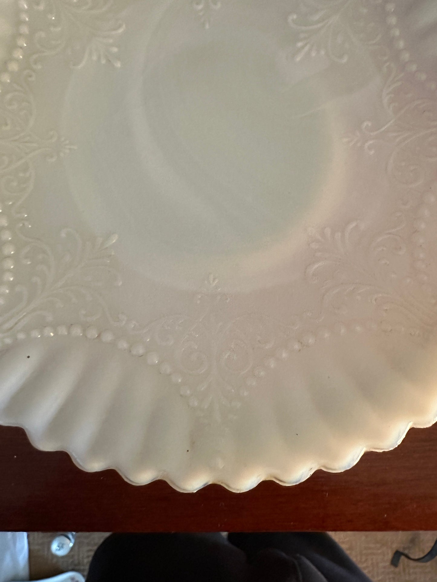Depression Milk Glass White Monax Petalware Salad Plate, 8” Lace Pattern White Special Glass Plate Lover Antiques and Vintage