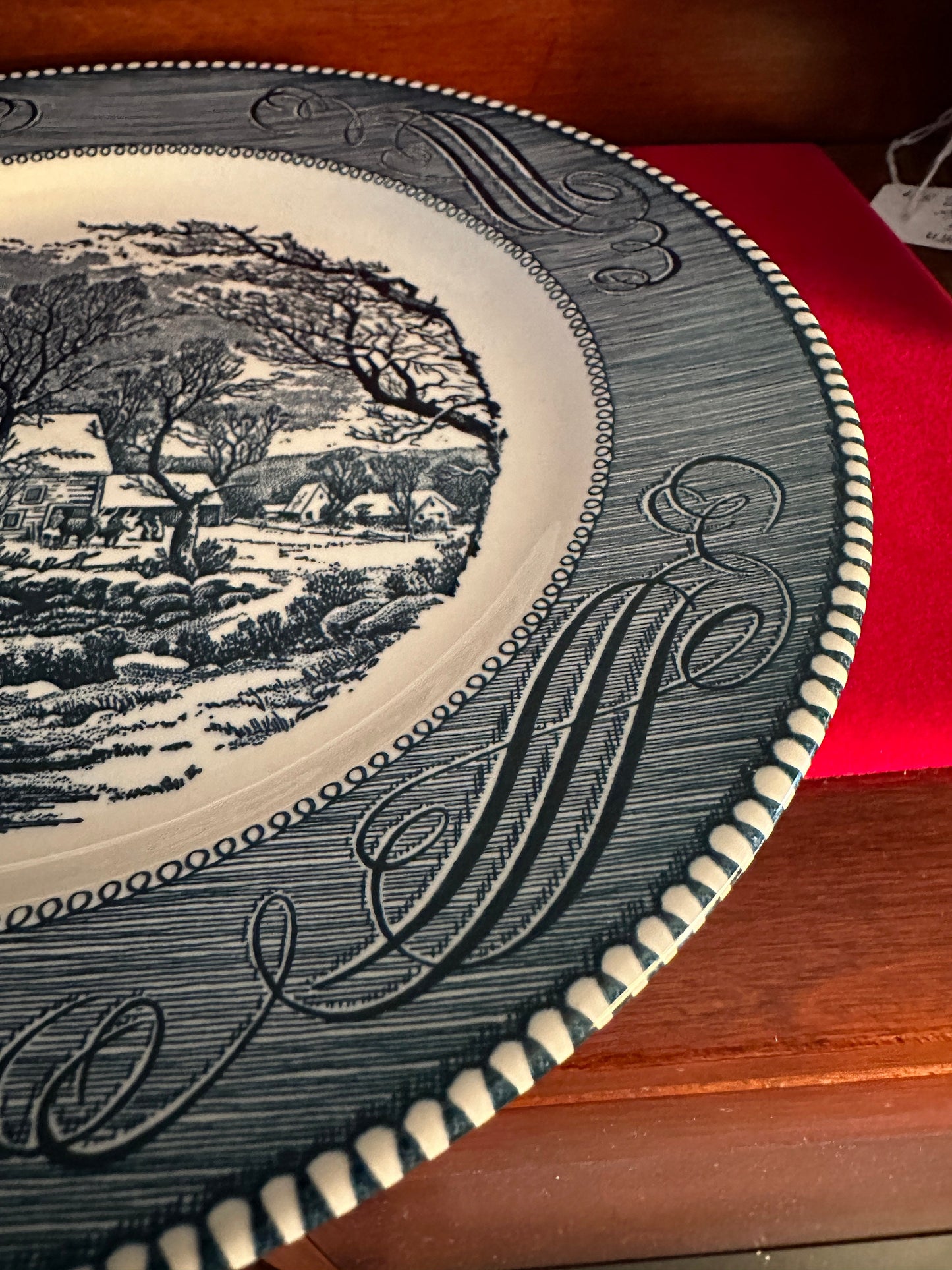 Vintage Currier & Ives Royal China Americana Blue Plate Royal-Ironstone Plate Lover Antiques and Vintage