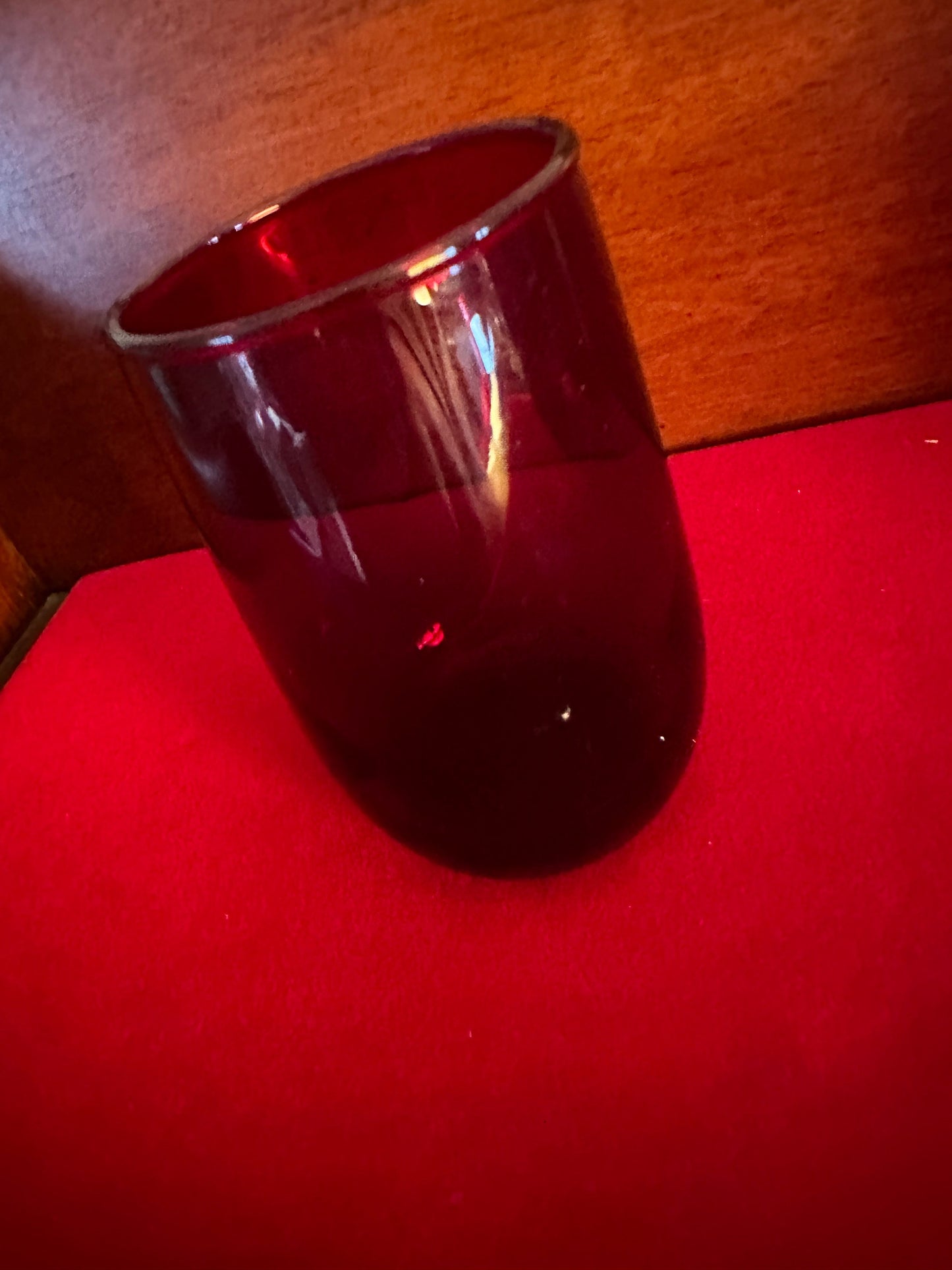 Vintage Ruby Red Glass Cup, Cute Red Glass Art, Lover Antiques and Vintage
