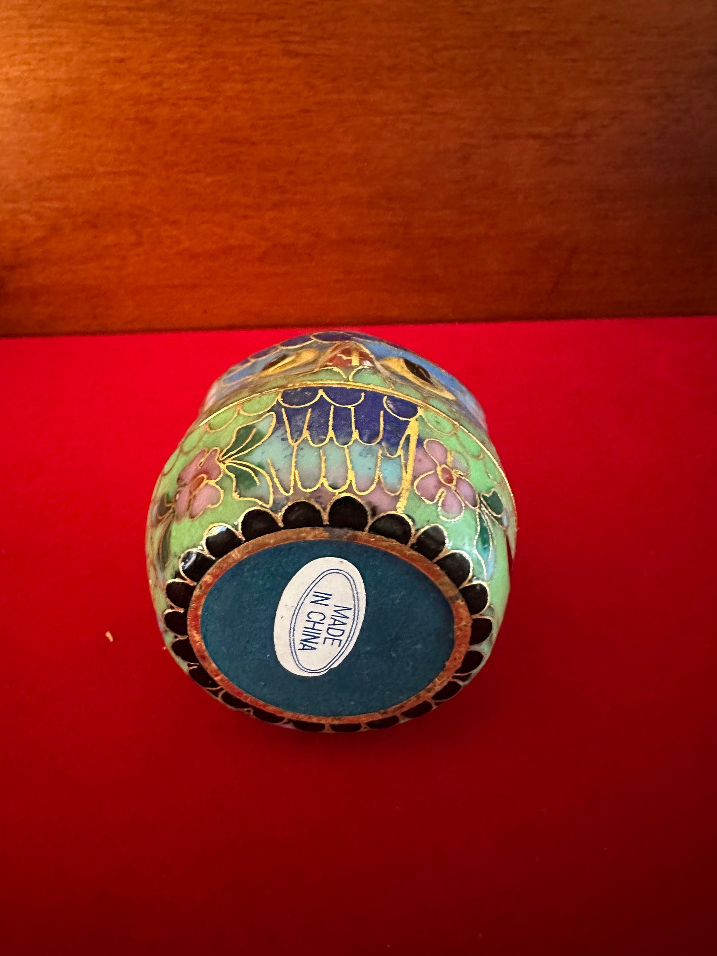 Vintage Cloisonné Enameled Owl Trinket Box, Flower Design on Top, Brass with Enamel Owl Box, Owl Figurine, Lover Antiques and Vintage