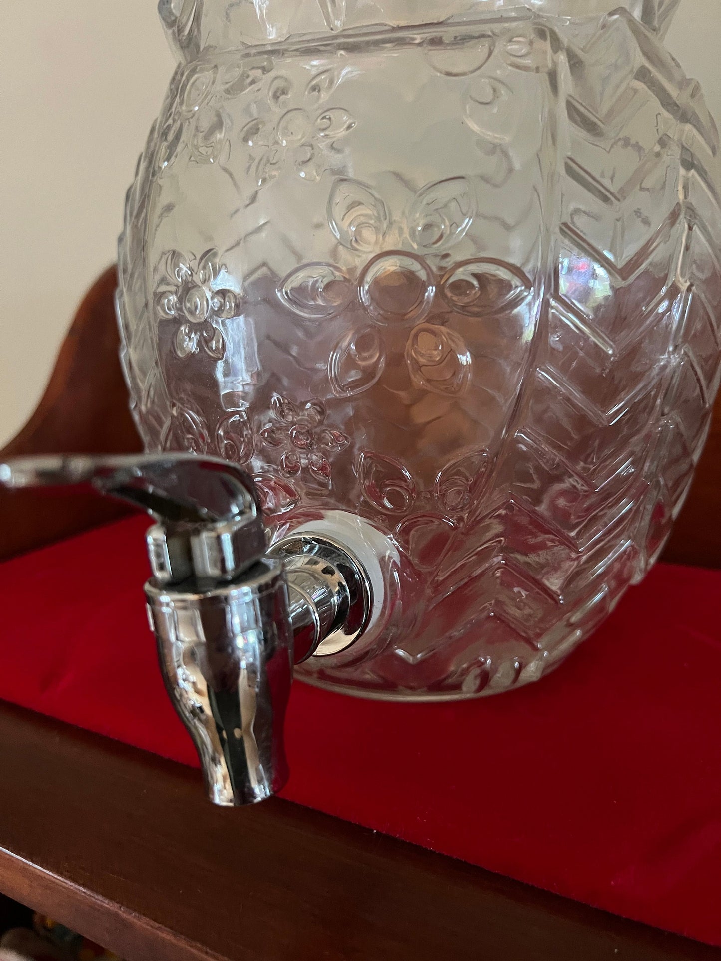 Vintage Glass Owl Dispenser with Spout, Owl Decanter with Spigot, Owl Shaped Glass Beverage Dispenser 5 Liters, Lover Antiques and Vintage