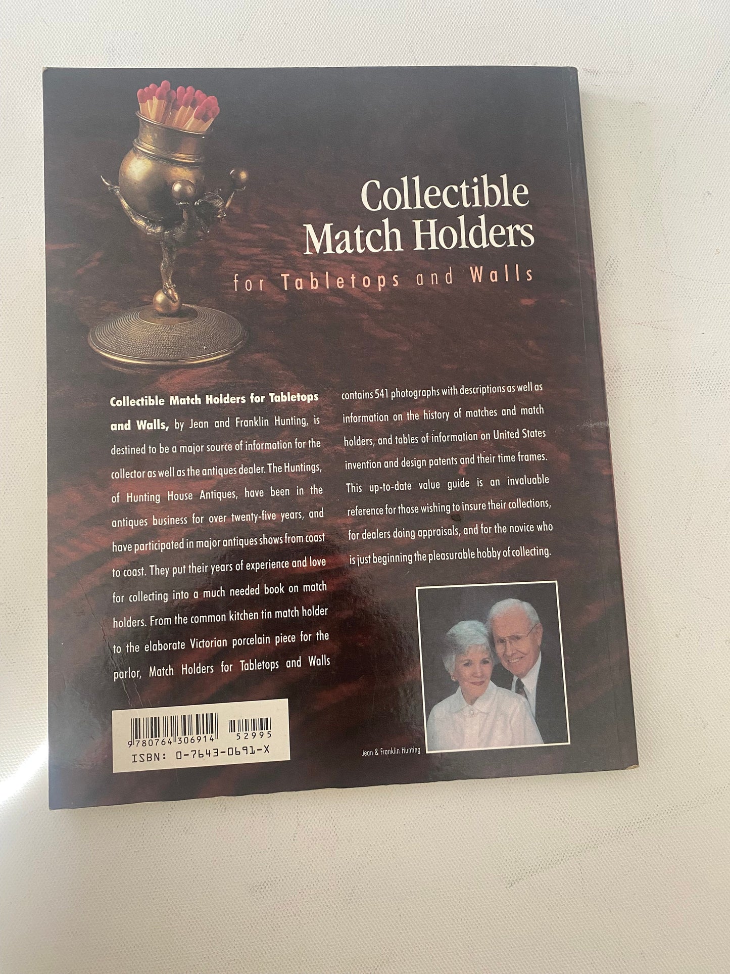 Collectible Match Holders For Tabletops and Walls Book, by Jean and Franklin Hunting, Lover Antiques and Vintage