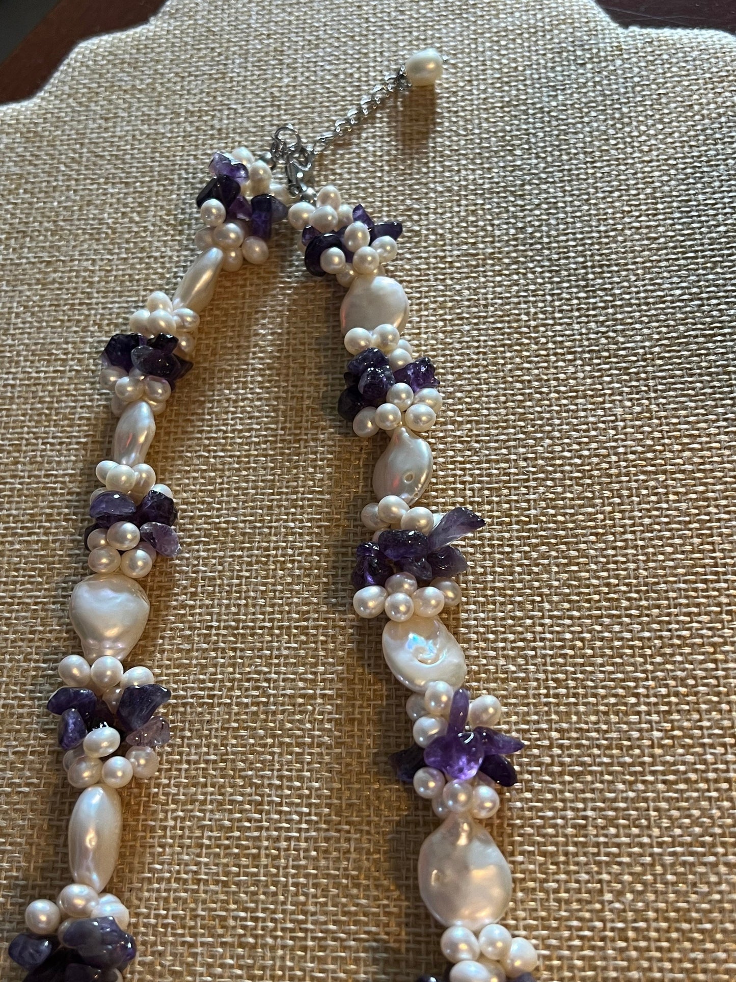Vintage Pearl and Amethyst Cluster Style Necklace, Purple and White Necklace, Perfect Mother’s Day Gift, Lover Antiques and Vintage
