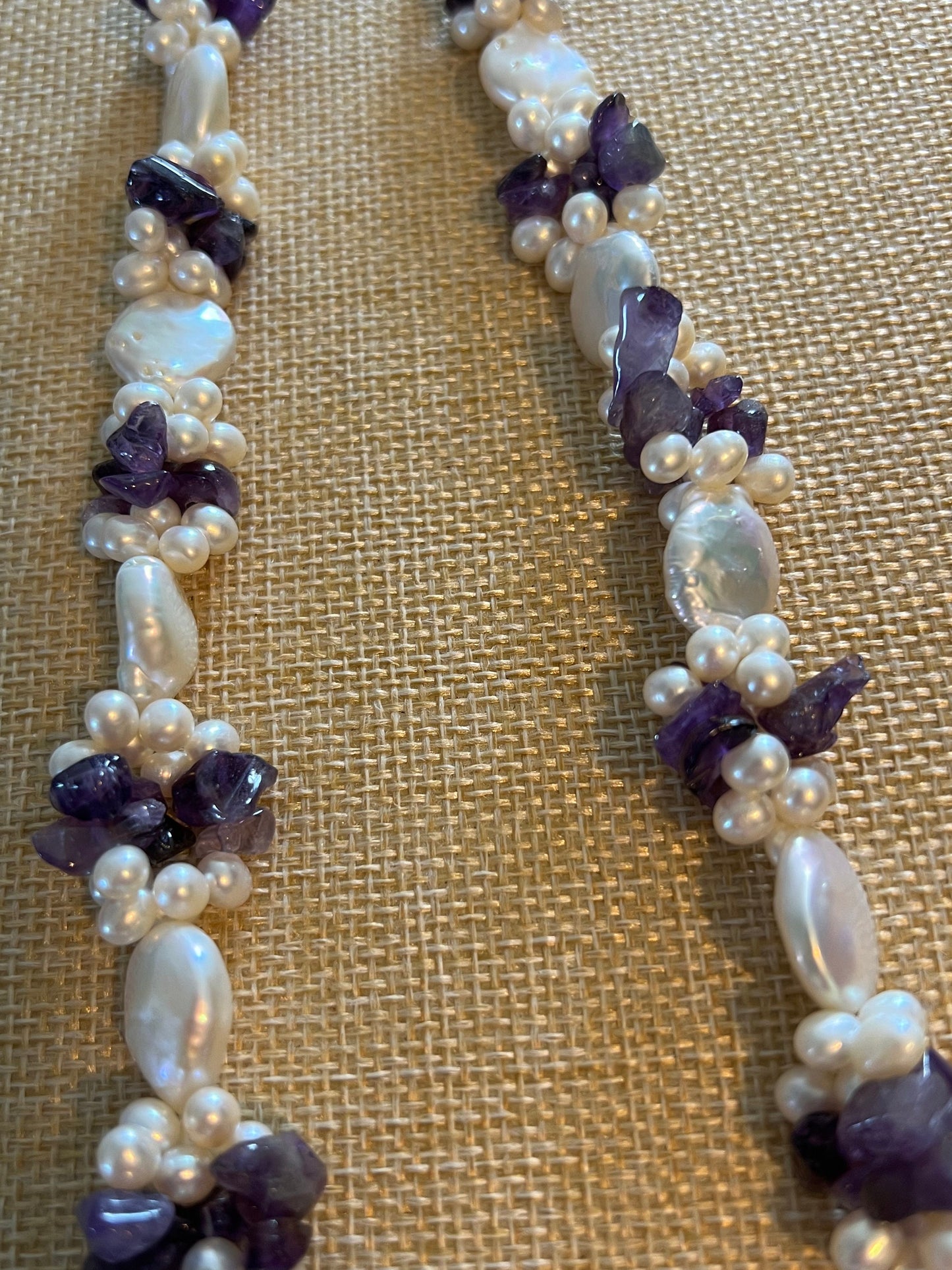 Vintage Pearl and Amethyst Cluster Style Necklace, Purple and White Necklace, Perfect Mother’s Day Gift, Lover Antiques and Vintage