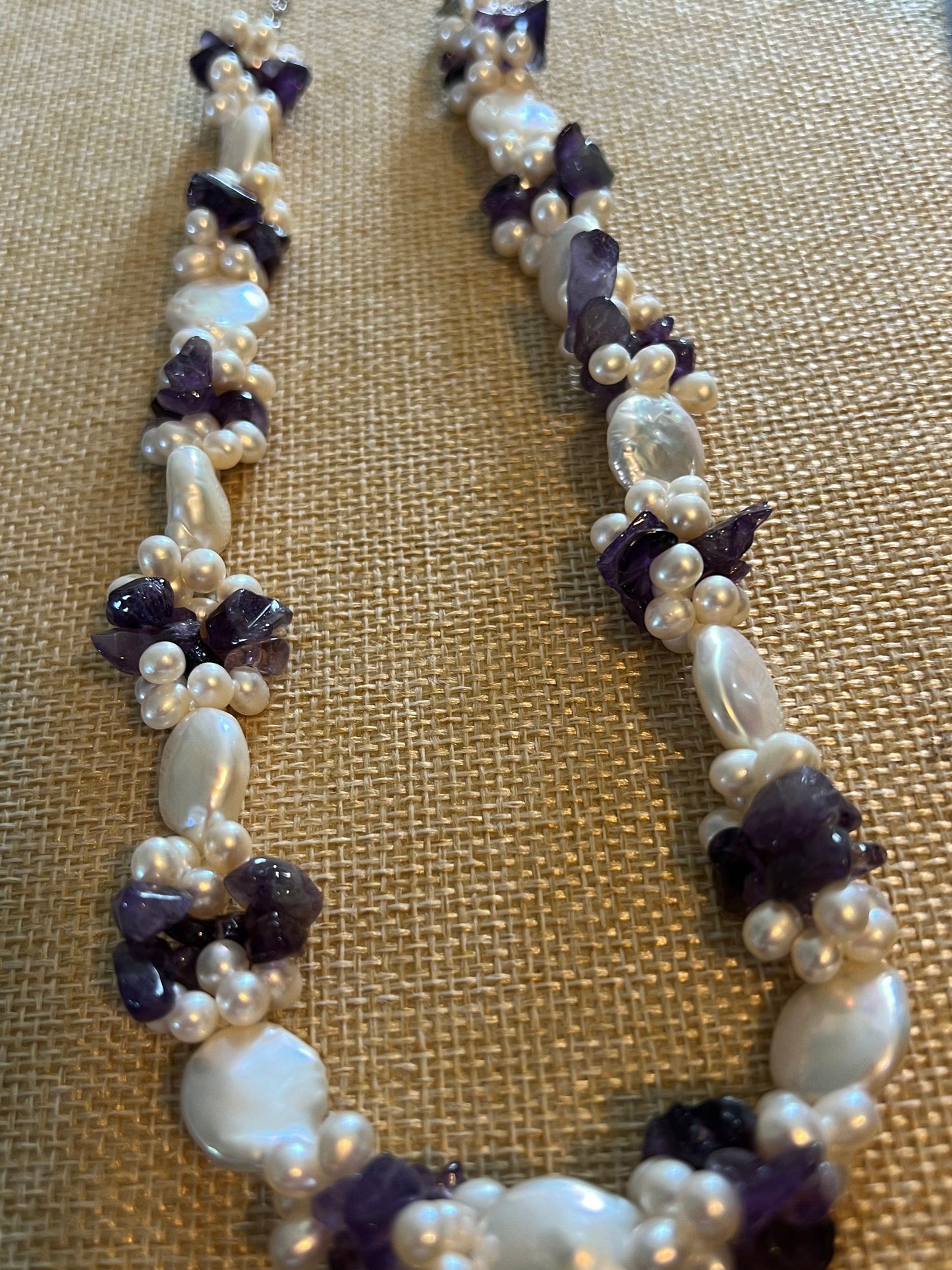 Vintage Pearl and Amethyst Cluster Style Necklace, Purple and White Necklace, Perfect Mother’s Day Gift, Lover Antiques and Vintage