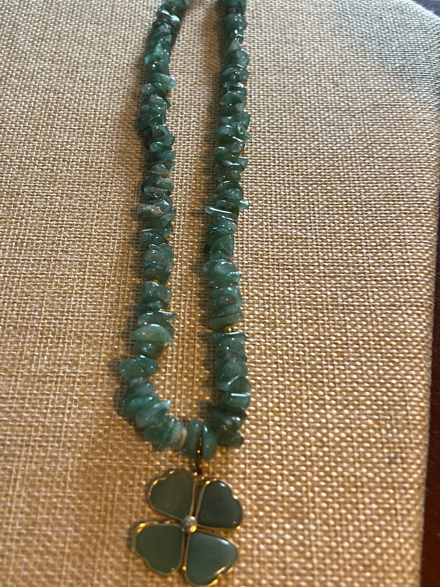 Vintage Jade Necklace with Heart Shaped 4 Leaf Clover Pendant, Vintage Jadeite Jewelry, Lover Antiques and Vintage