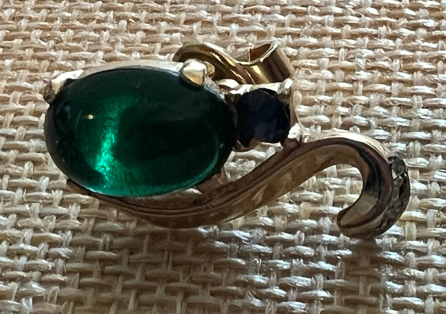 Vintage Crown Trifari Earrings by Alfred Philippe, Emerald Green Jelly Belly Gold Tone Clip on Earrings, Lover Antiques and Vintage