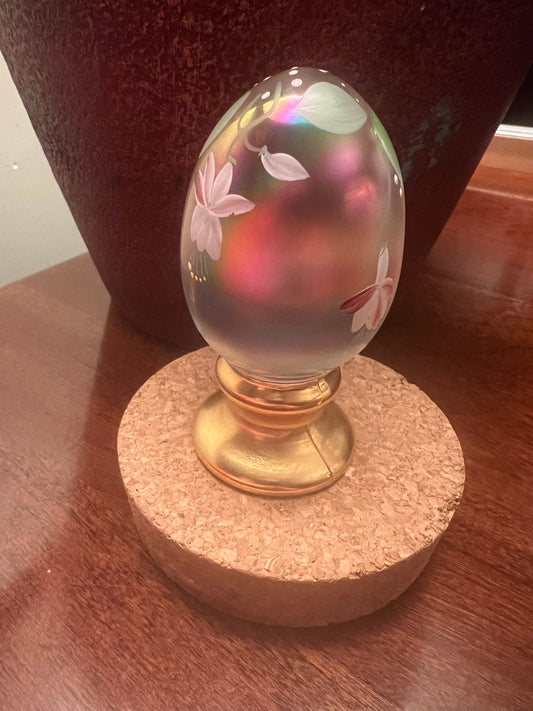 Vintage Fenton Hand Painted Glass Egg Paperweight, Lover Antiques & Vintage