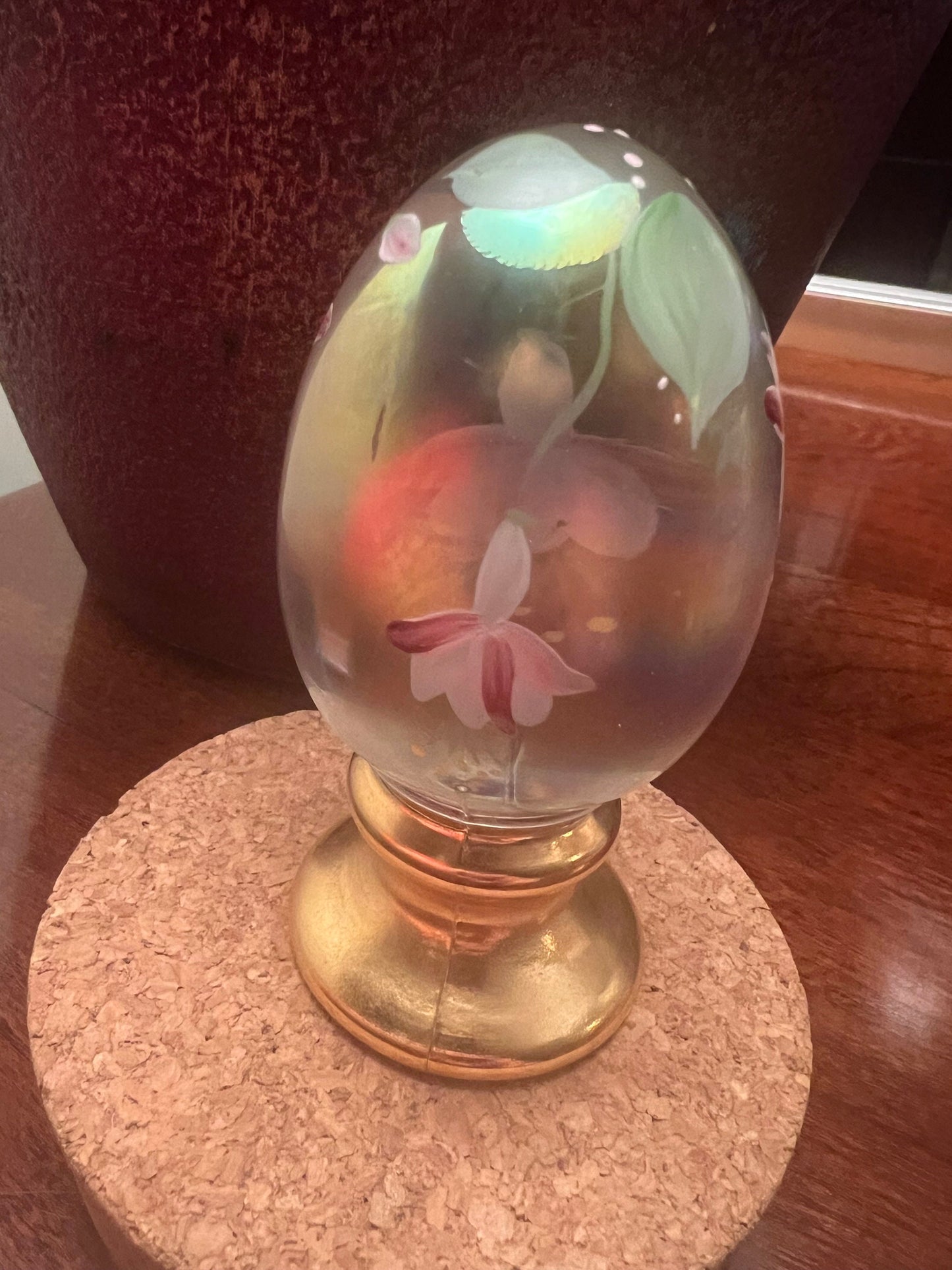 Vintage Fenton Hand Painted Glass Egg Paperweight, Lover Antiques & Vintage