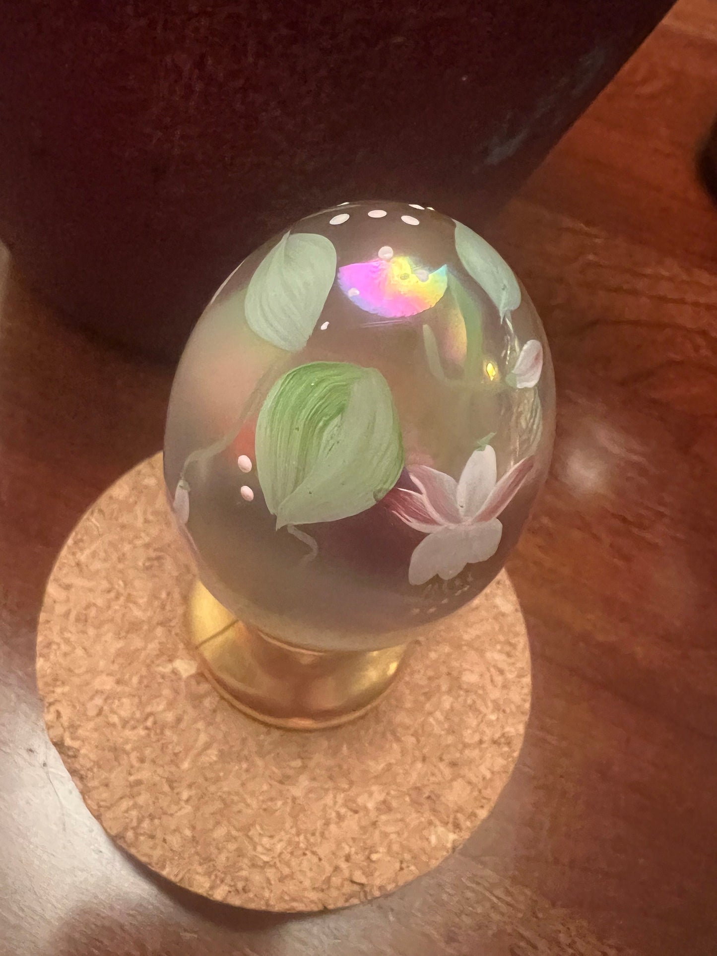 Vintage Fenton Hand Painted Glass Egg Paperweight, Lover Antiques & Vintage