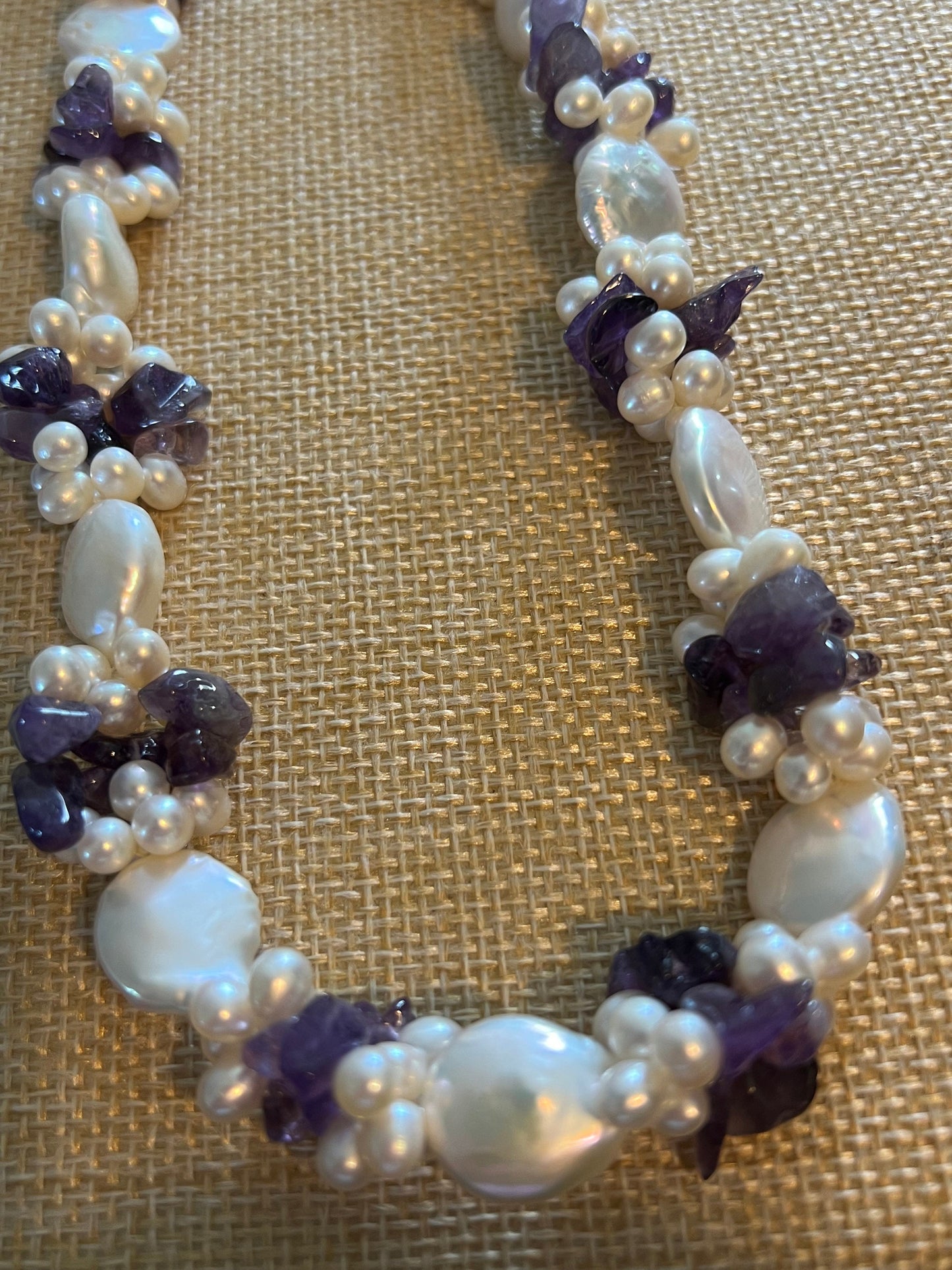 Vintage Pearl and Amethyst Cluster Style Necklace, Purple and White Necklace, Perfect Mother’s Day Gift, Lover Antiques and Vintage