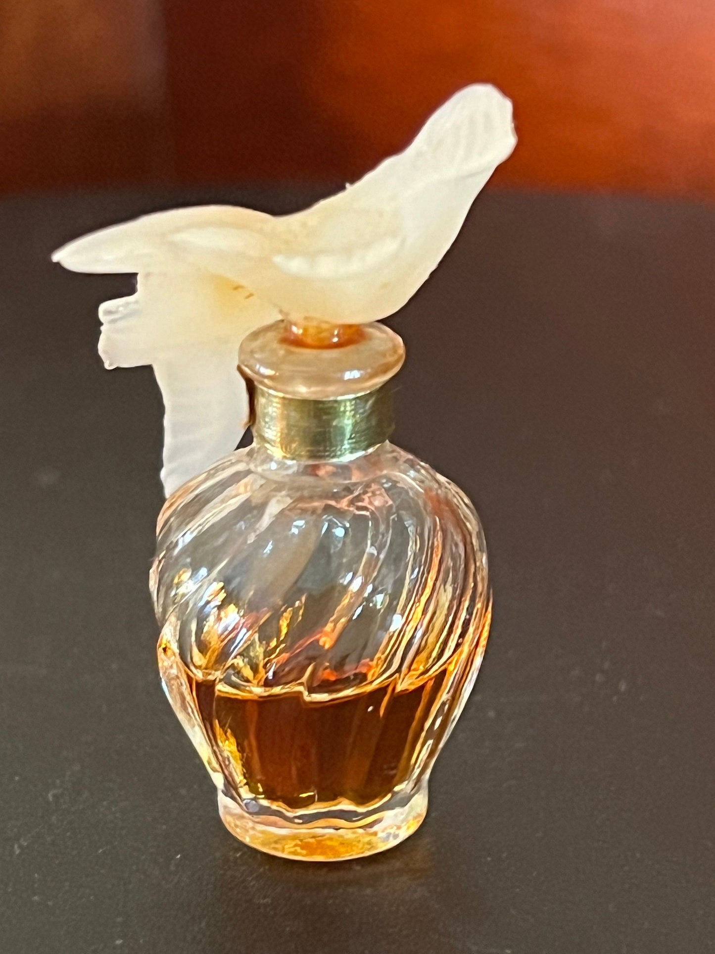 Vintage Habanita Molinard Eau de Toilette Miniature 1.1 Fluid Ounces, Lalique Bottle with Silver Cap, Lover Antiques and Vintage
