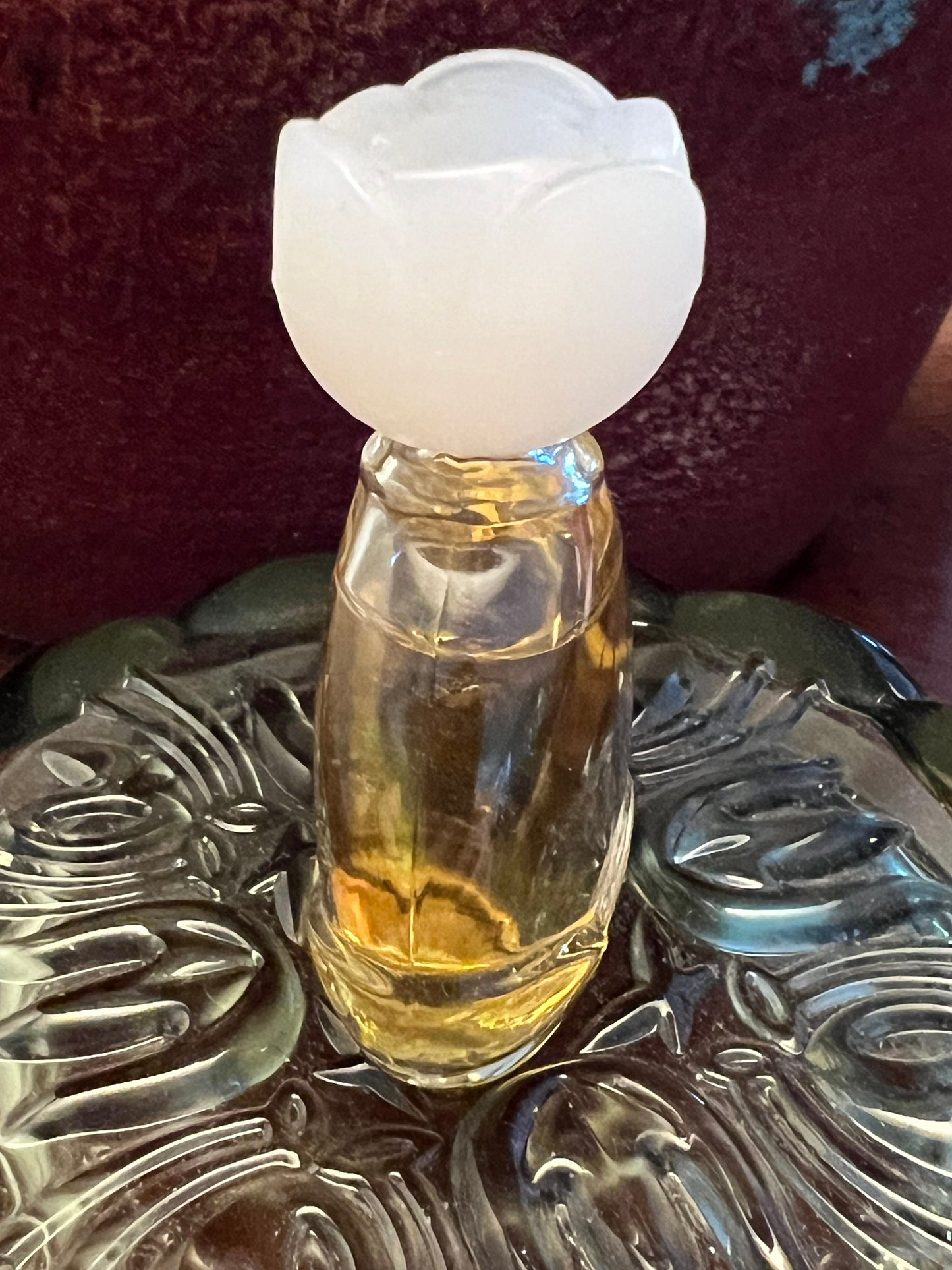 Vintage Habanita Molinard Eau de Toilette Miniature 1.1 Fluid Ounces, Lalique Bottle with Silver Cap, Lover Antiques and Vintage
