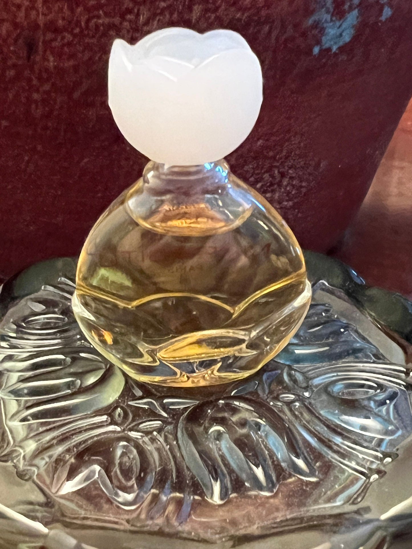 Vintage Habanita Molinard Eau de Toilette Miniature 1.1 Fluid Ounces, Lalique Bottle with Silver Cap, Lover Antiques and Vintage