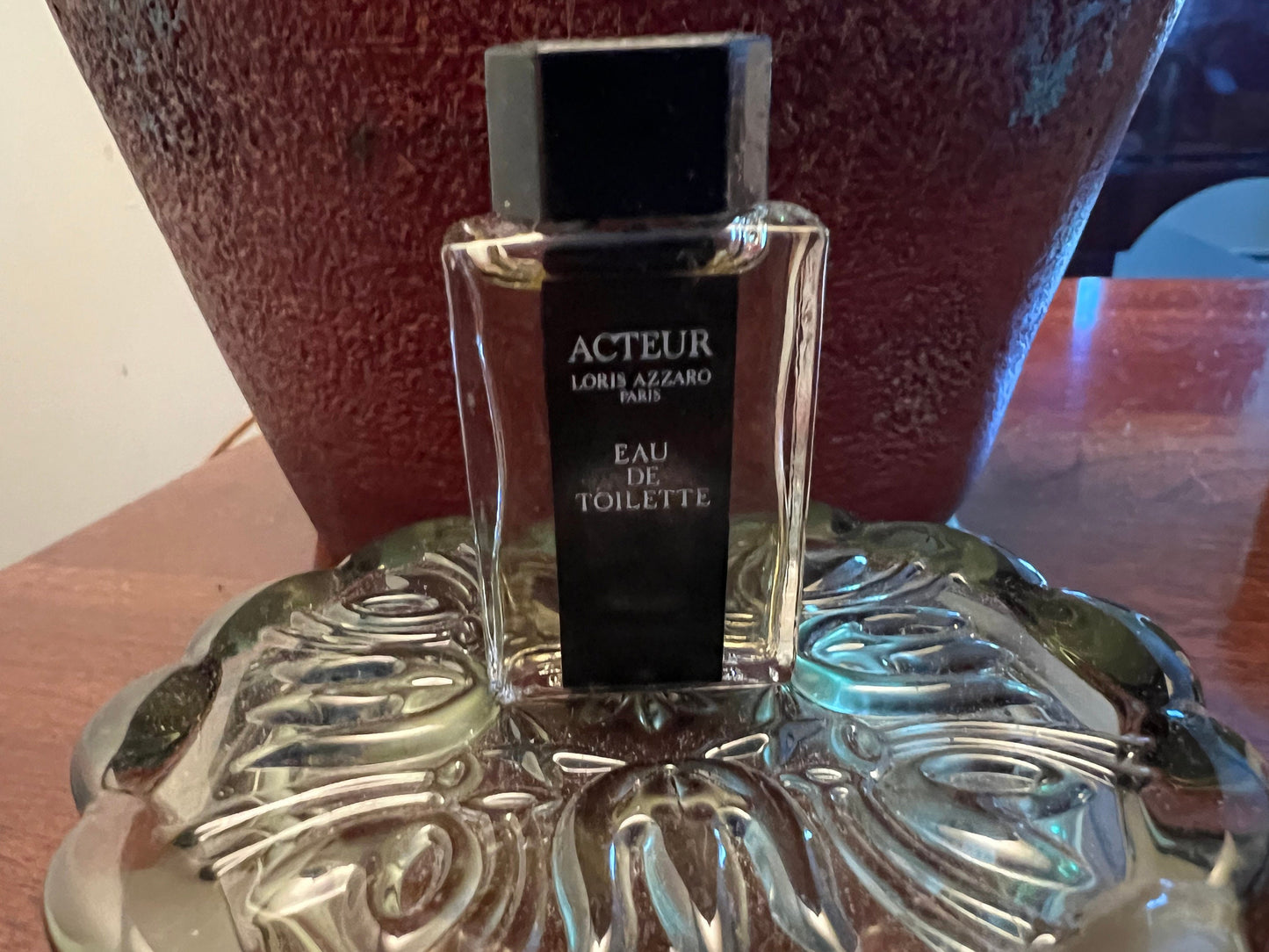 Vintage Habanita Molinard Eau de Toilette Miniature 1.1 Fluid Ounces, Lalique Bottle with Silver Cap, Lover Antiques and Vintage