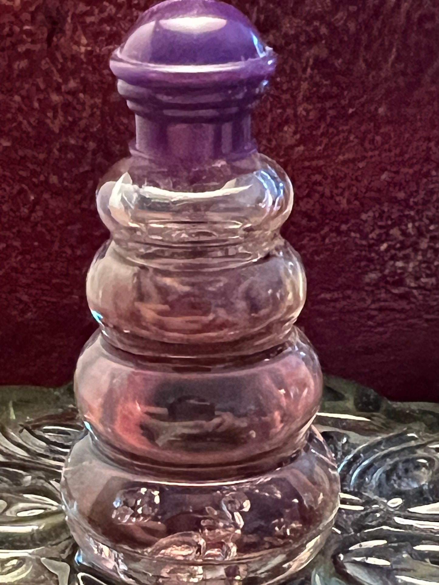 Vintage Habanita Molinard Eau de Toilette Miniature 1.1 Fluid Ounces, Lalique Bottle with Silver Cap, Lover Antiques and Vintage