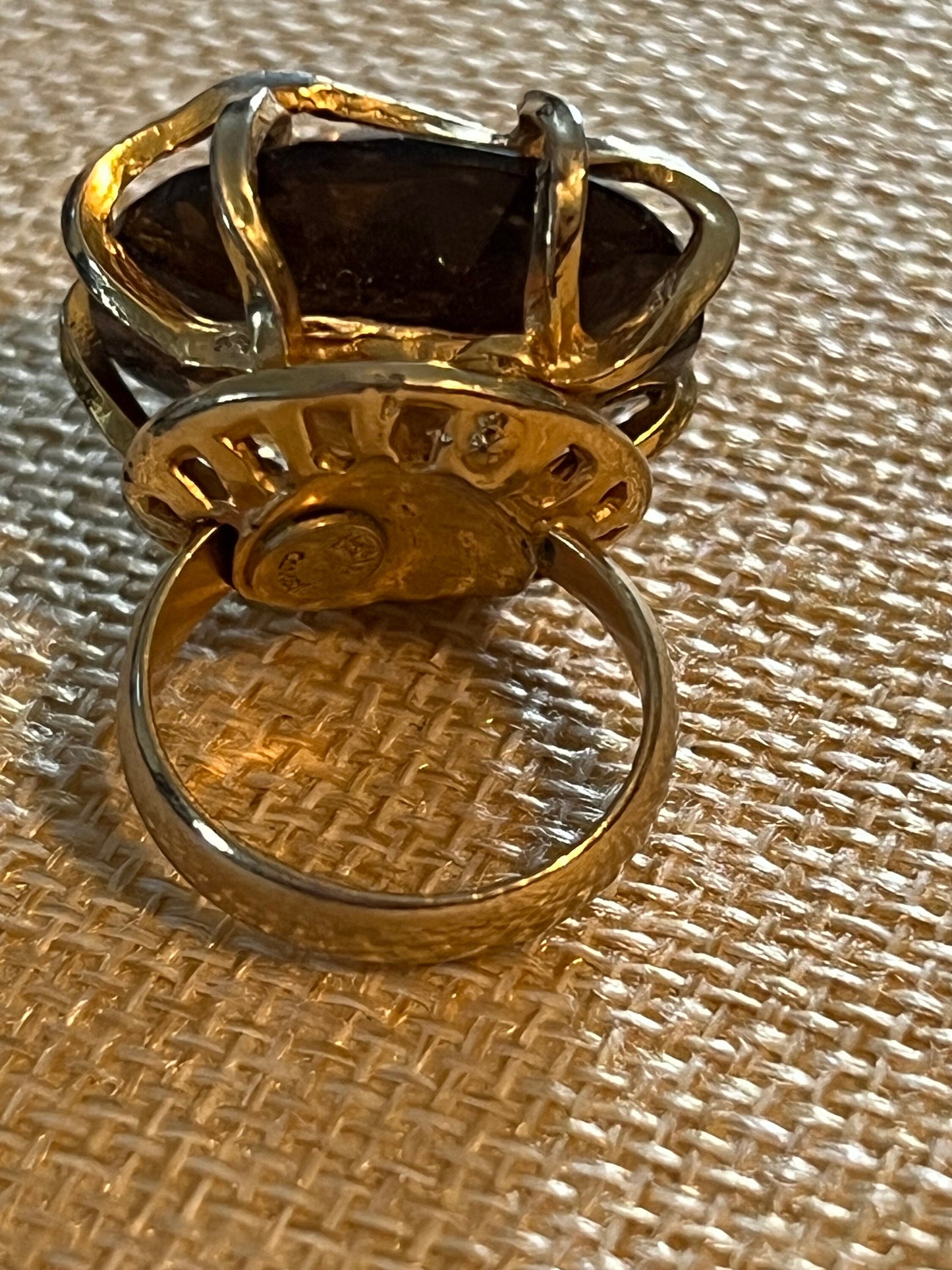 Vintage Hattie Carnegie Tiger Eye Caged Ring, Bold Statement Ring, Lover Antiques and Vintage