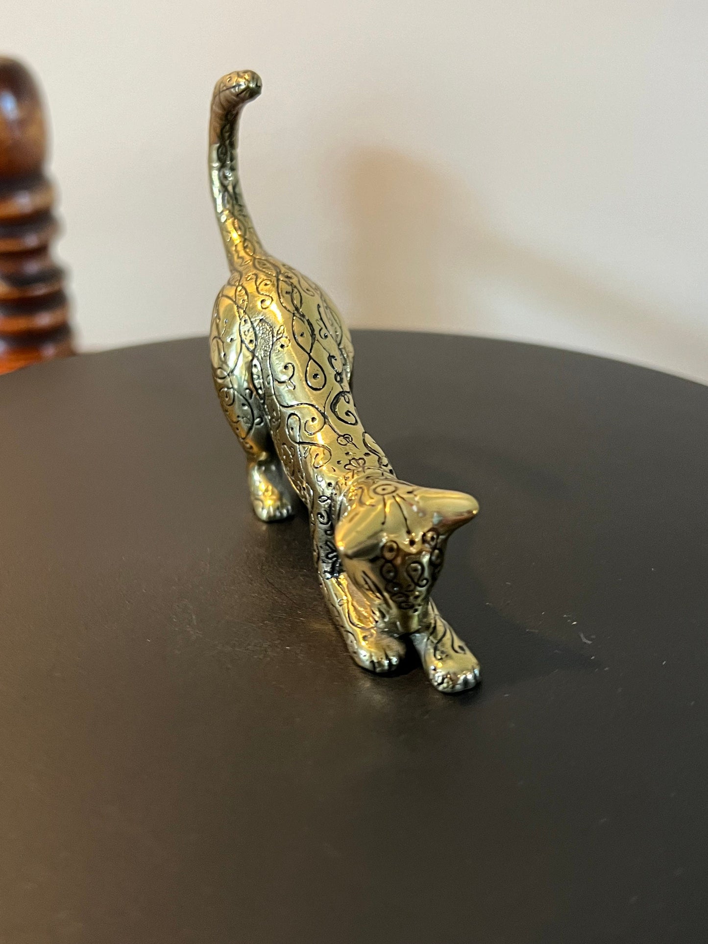 Vintage Brass Leopard Cat Figurine 1986 TFM The Franklin Mint Cats, Lover Antiques and Vintage