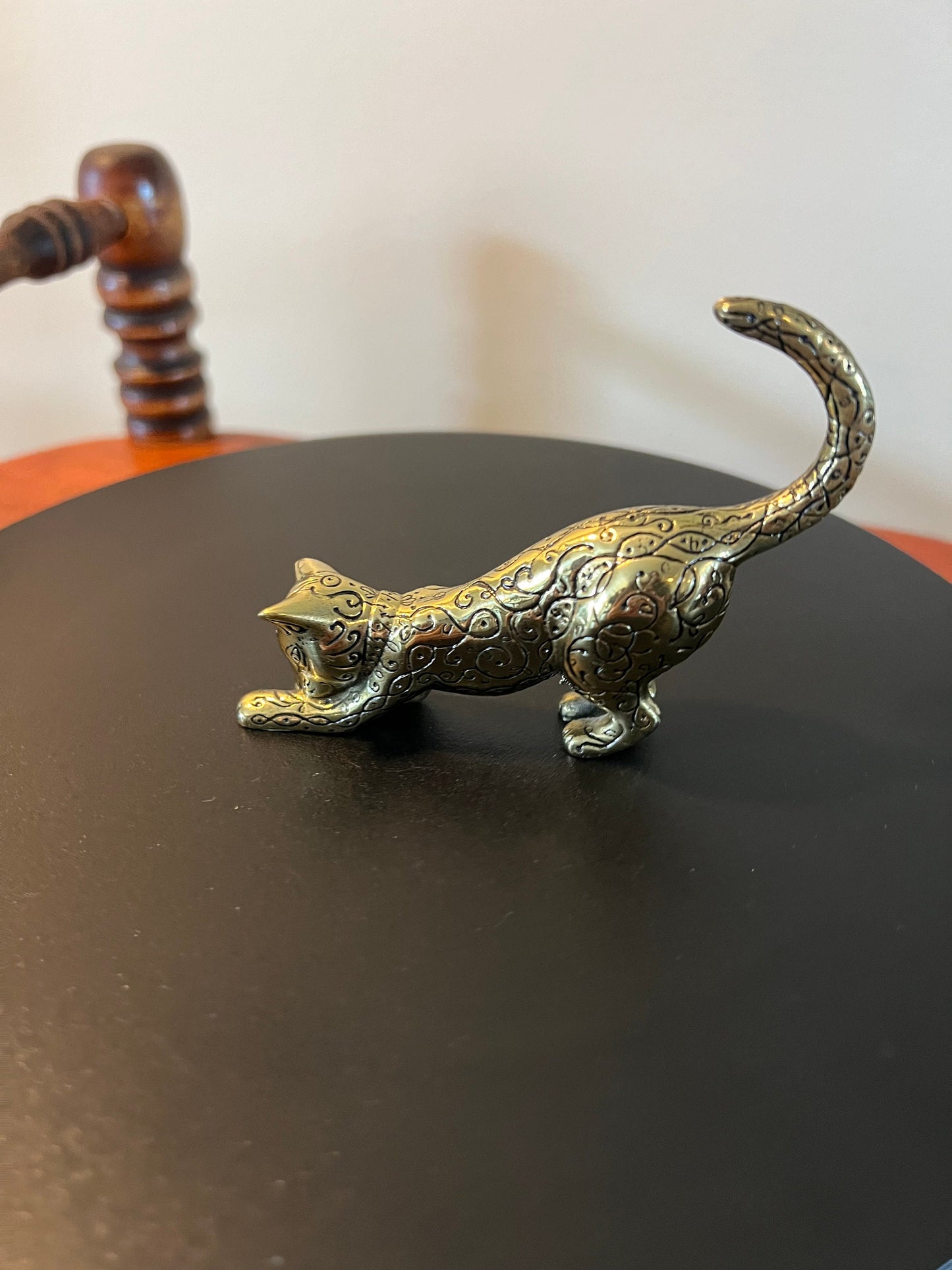 Vintage Brass Leopard Cat Figurine 1986 TFM The Franklin Mint Cats, Lover Antiques and Vintage