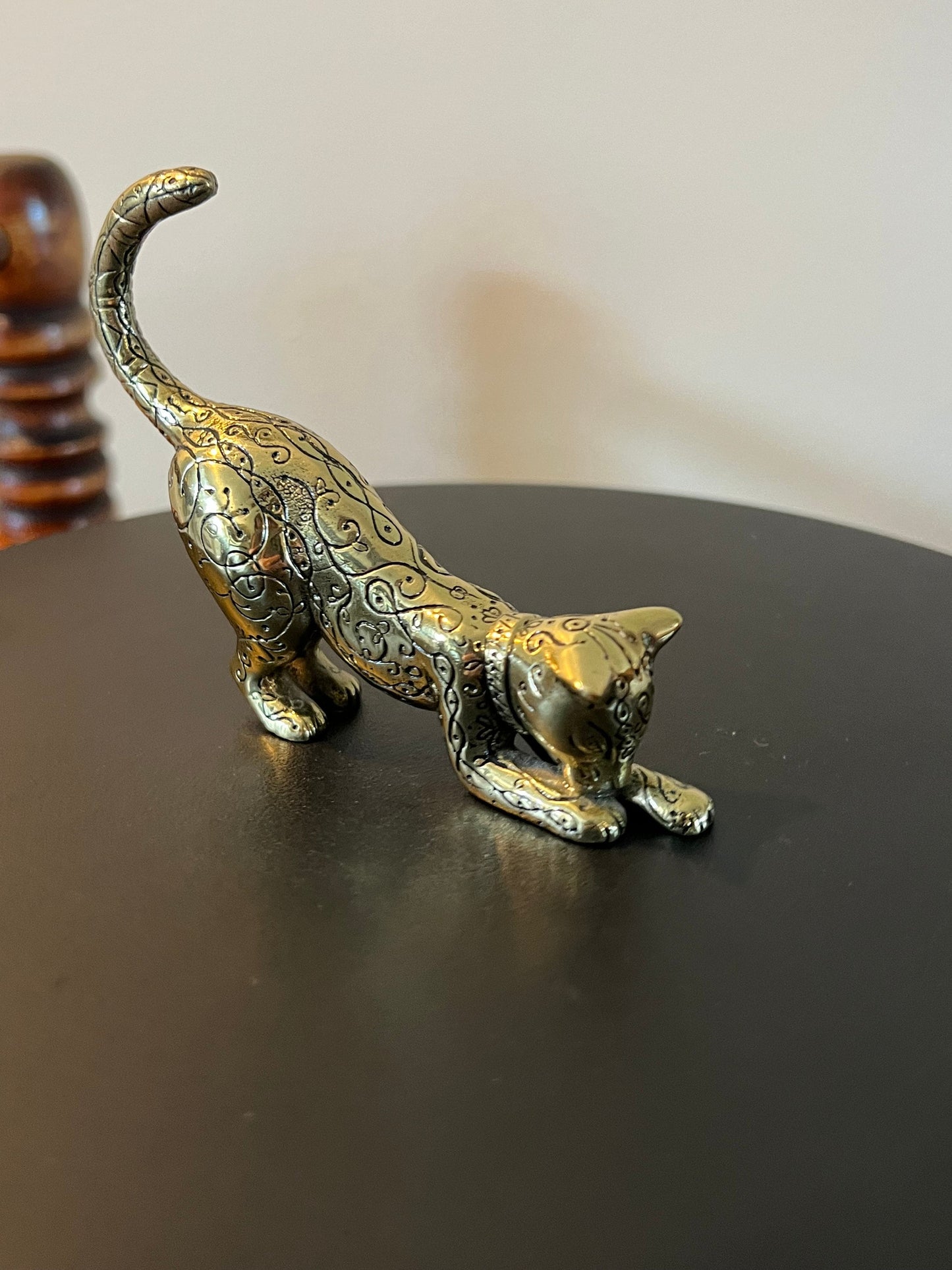 Vintage Brass Leopard Cat Figurine 1986 TFM The Franklin Mint Cats, Lover Antiques and Vintage