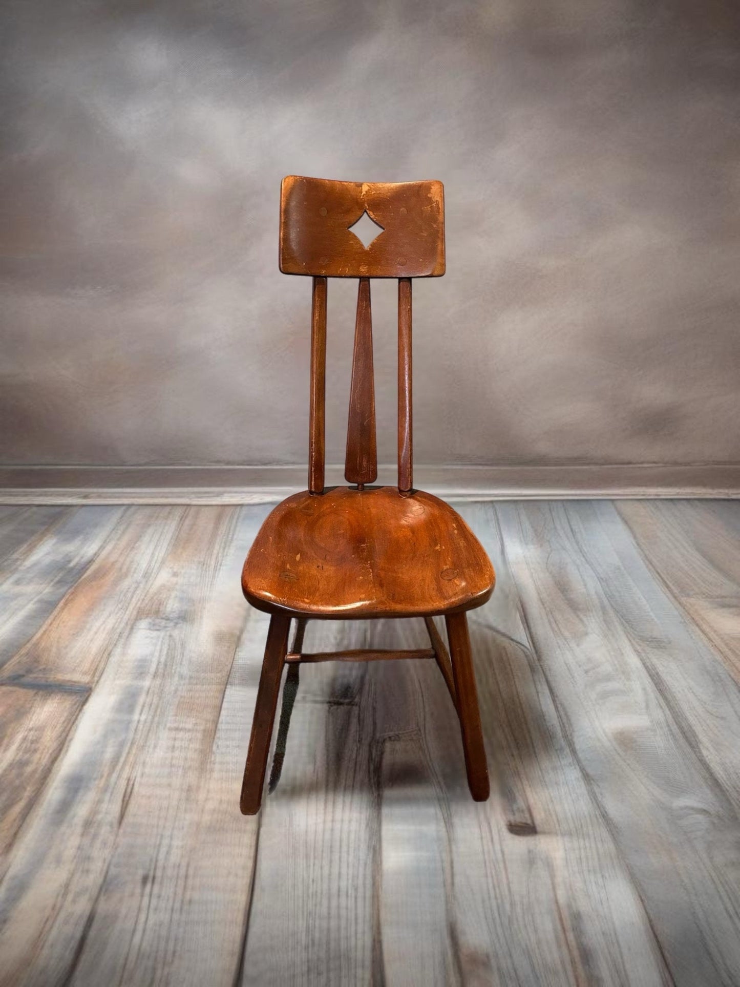 Cushman Colonial Creations Bridge Chairs 5-123 and Bridge Chair Table No.5-141, Includes Heart, Club, Spade, Diamond, Lover Antiques