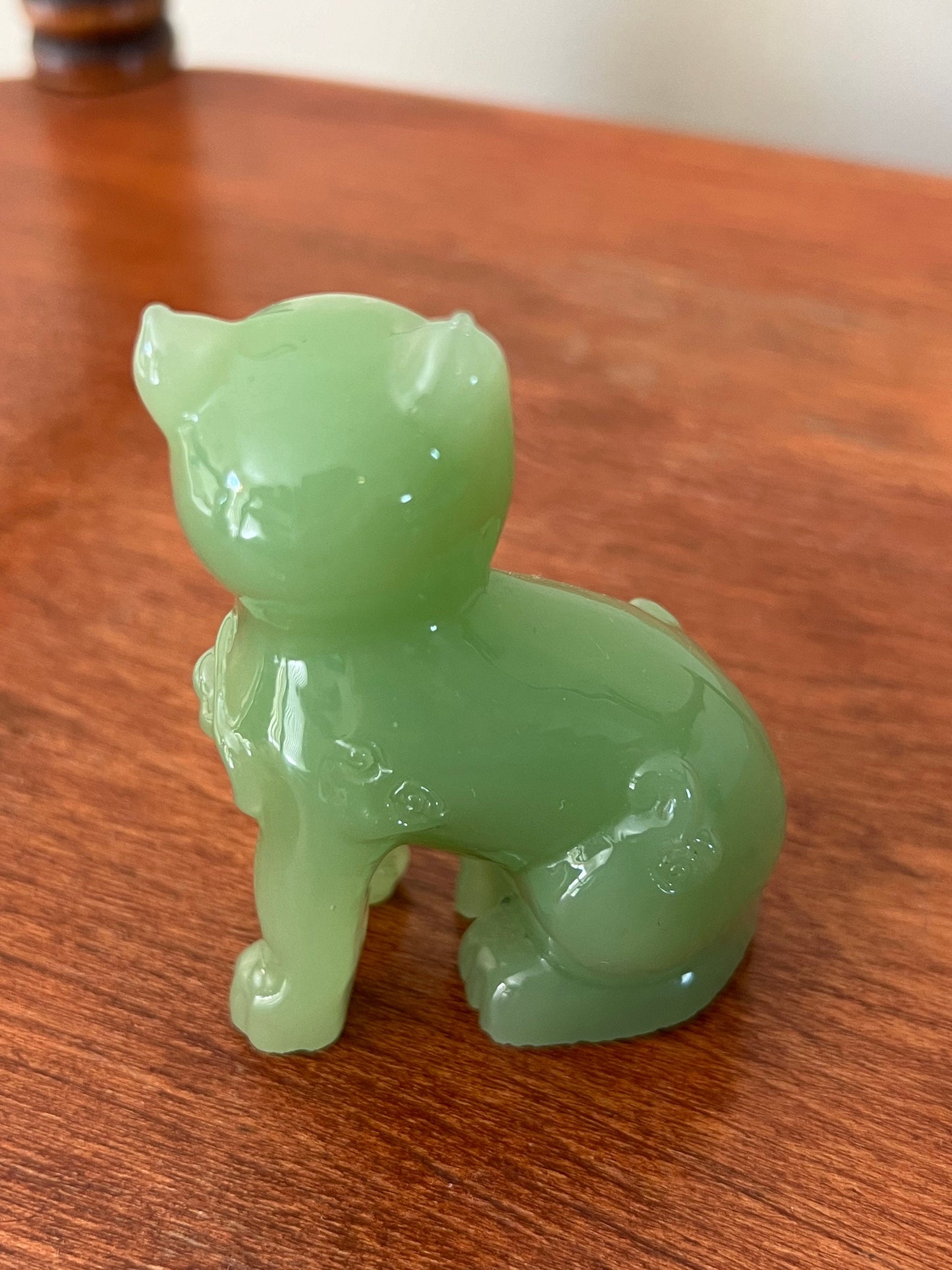 Vintage Jadeite Cat House of Faberge by the Franklin Mint, Jadeite Green Cat, Green Kitten Figurine, Lover Antiques and Vintage