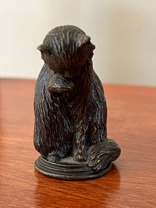 Vintage Pewter Cat Sitting Licking Its Paw, Franklin Mint Cat Statue Figurine, Lover Antiques and Vintage