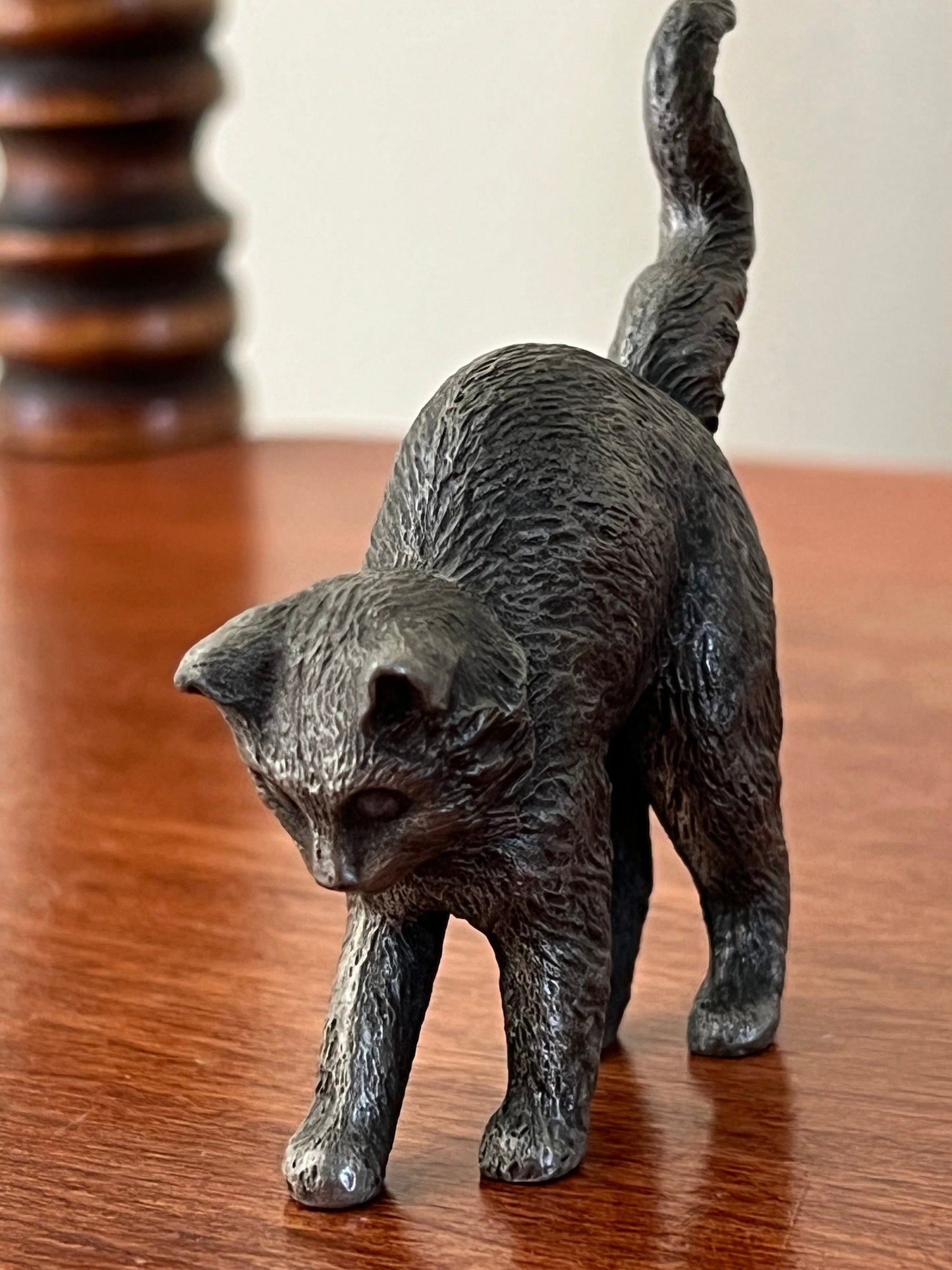 Vintage Pewter Cat Franklin Mint Figurine, House of Faberge Cat, Gray Cat Statue, Lover Antiques and Vintage