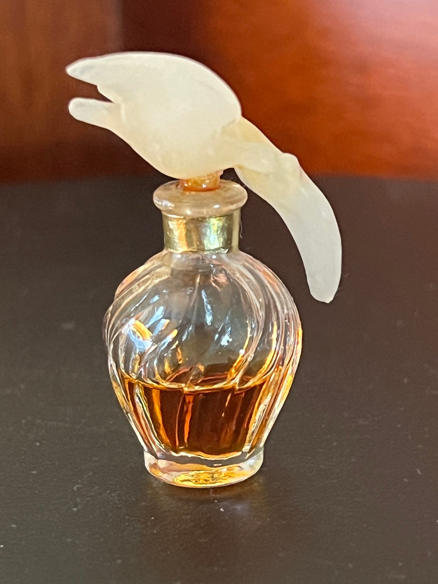 Vintage Habanita Molinard Eau de Toilette Miniature 1.1 Fluid Ounces, Lalique Bottle with Silver Cap, Lover Antiques and Vintage