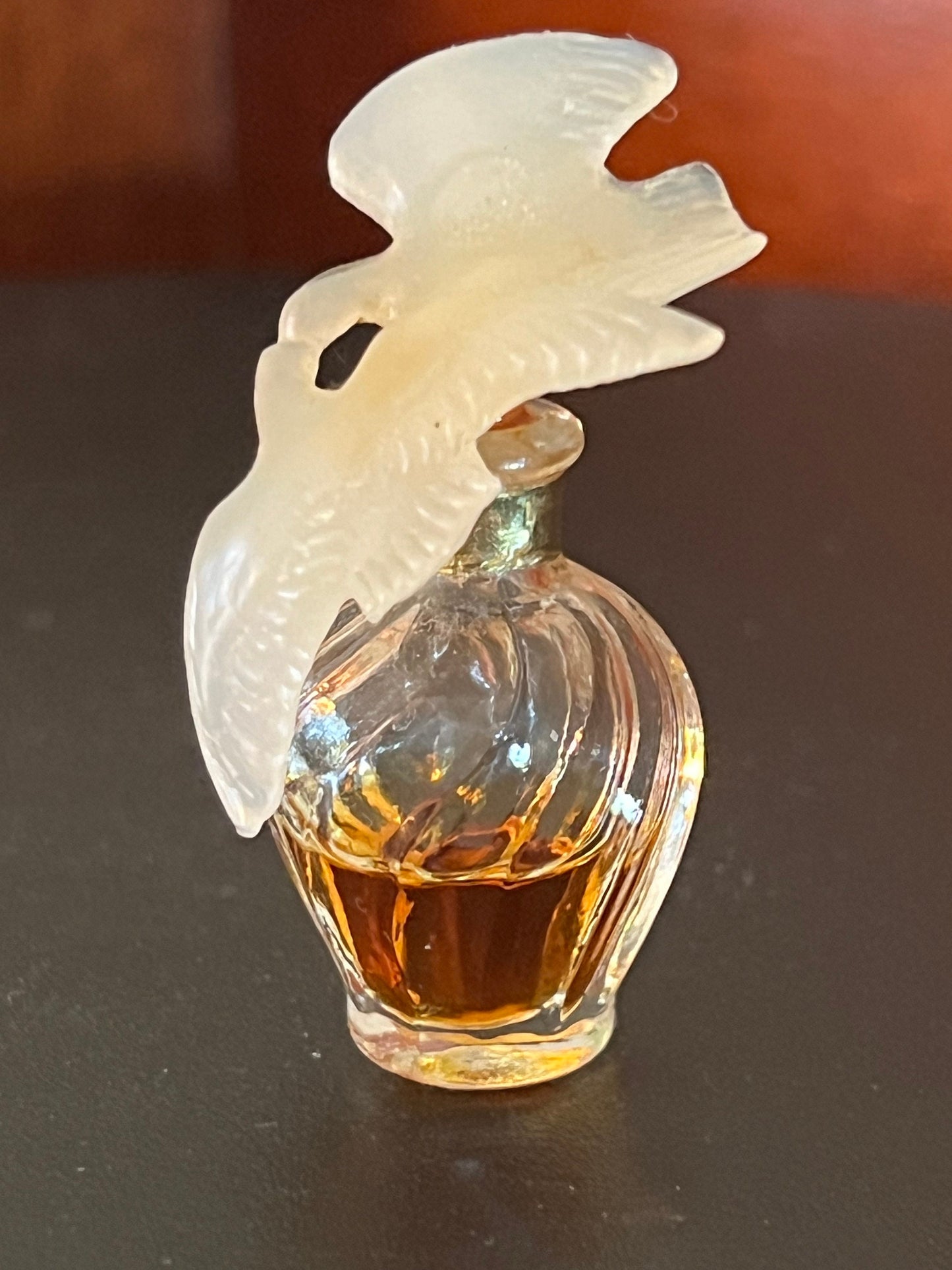 Vintage Habanita Molinard Eau de Toilette Miniature 1.1 Fluid Ounces, Lalique Bottle with Silver Cap, Lover Antiques and Vintage