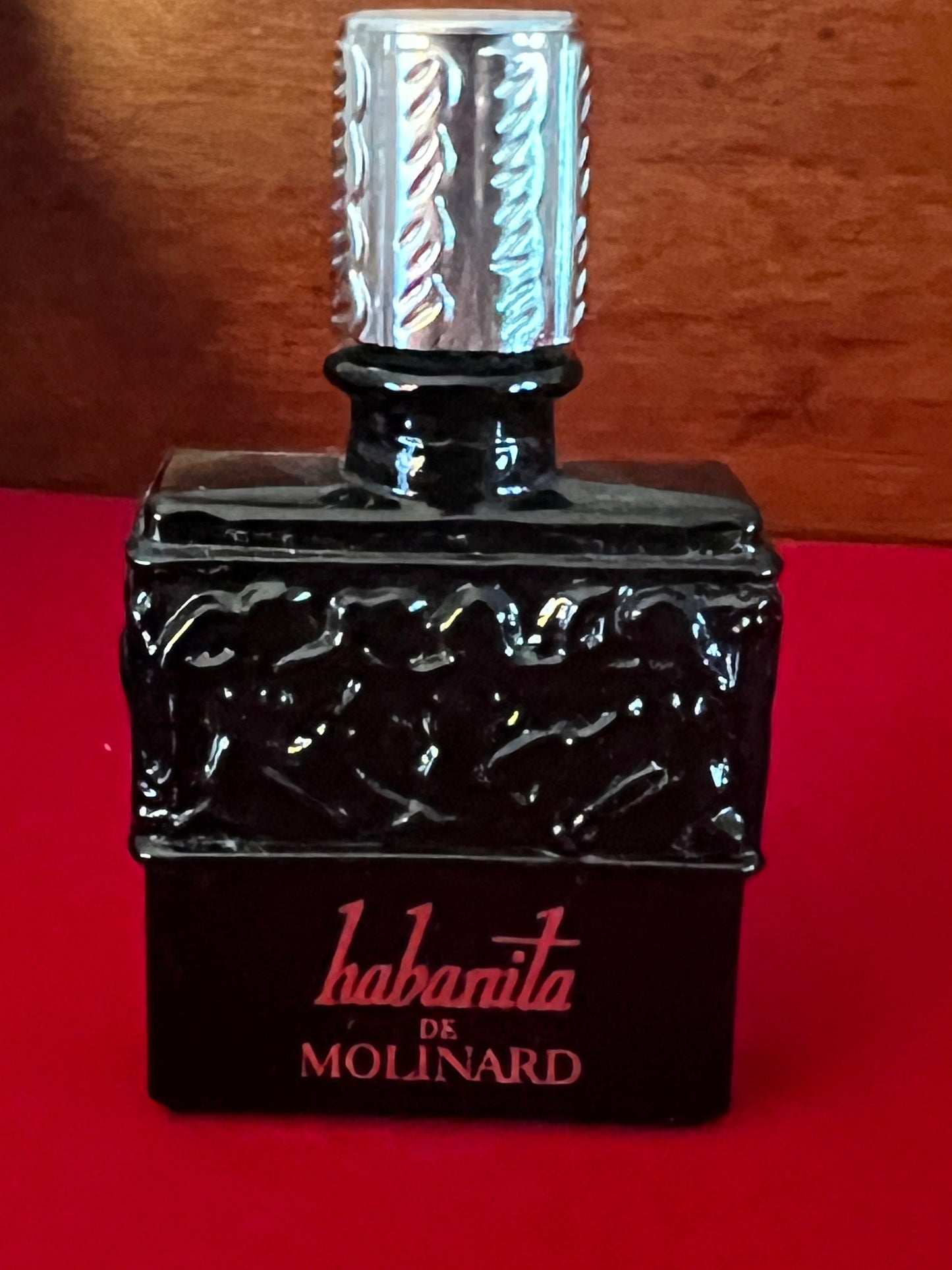 Vintage Habanita Molinard Eau de Toilette Miniature 1.1 Fluid Ounces, Lalique Bottle with Silver Cap, Lover Antiques and Vintage