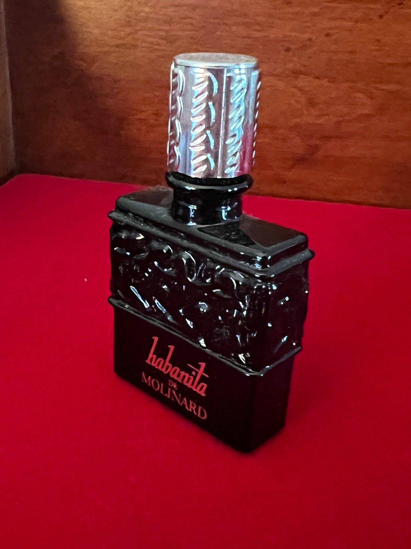 Vintage Habanita Molinard Eau de Toilette Miniature 1.1 Fluid Ounces, Lalique Bottle with Silver Cap, Lover Antiques and Vintage