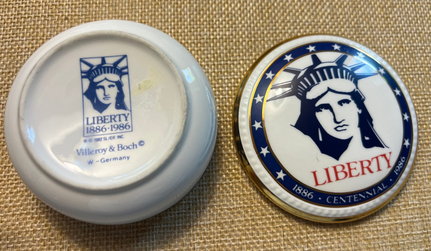 Vintage Liberty Trinket Box by Villeroy & Boch USA Lady Liberty Container with Lid Lover Antiques and Vintage