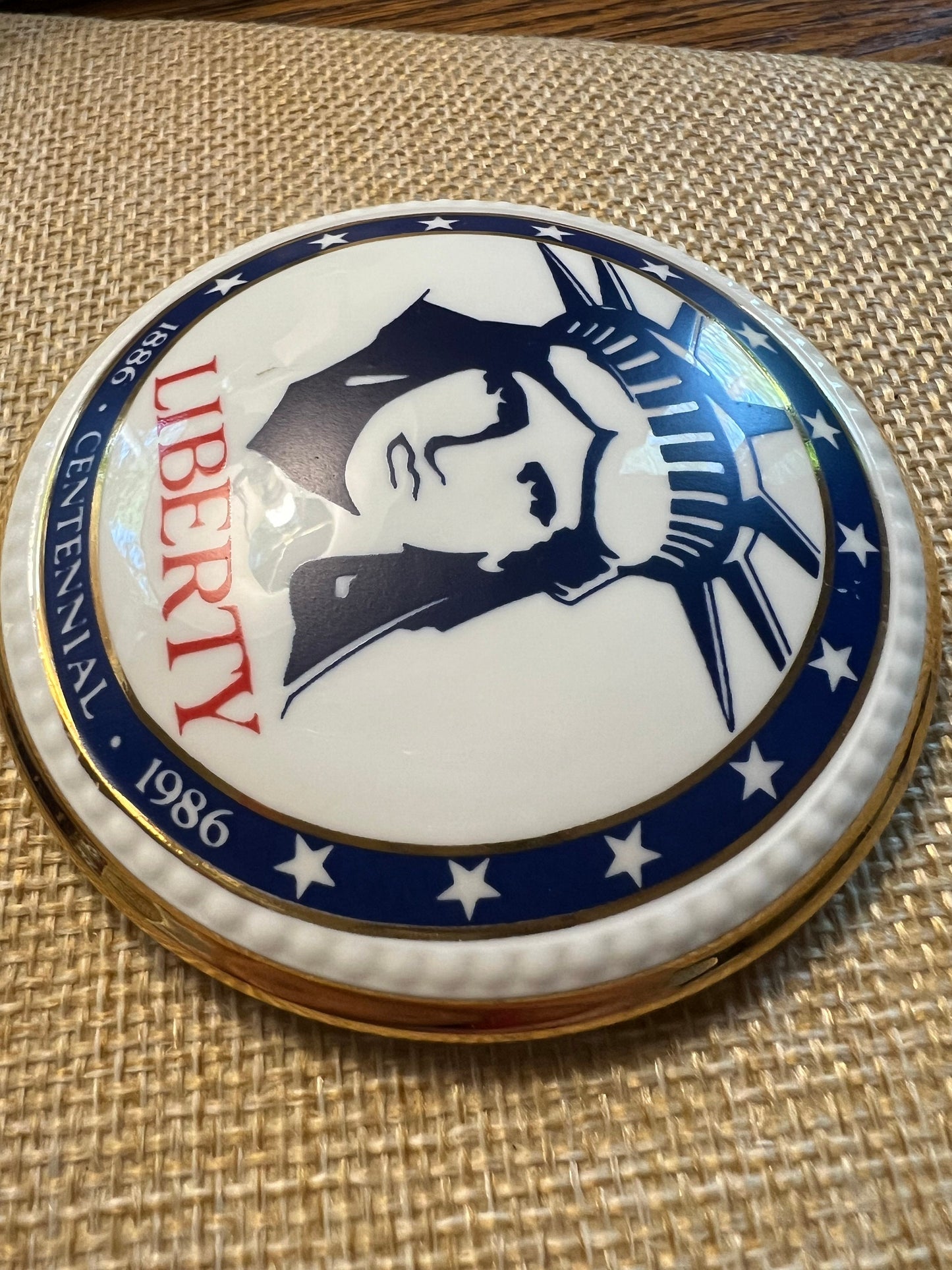 Vintage Liberty Trinket Box by Villeroy & Boch USA Lady Liberty Container with Lid Lover Antiques and Vintage