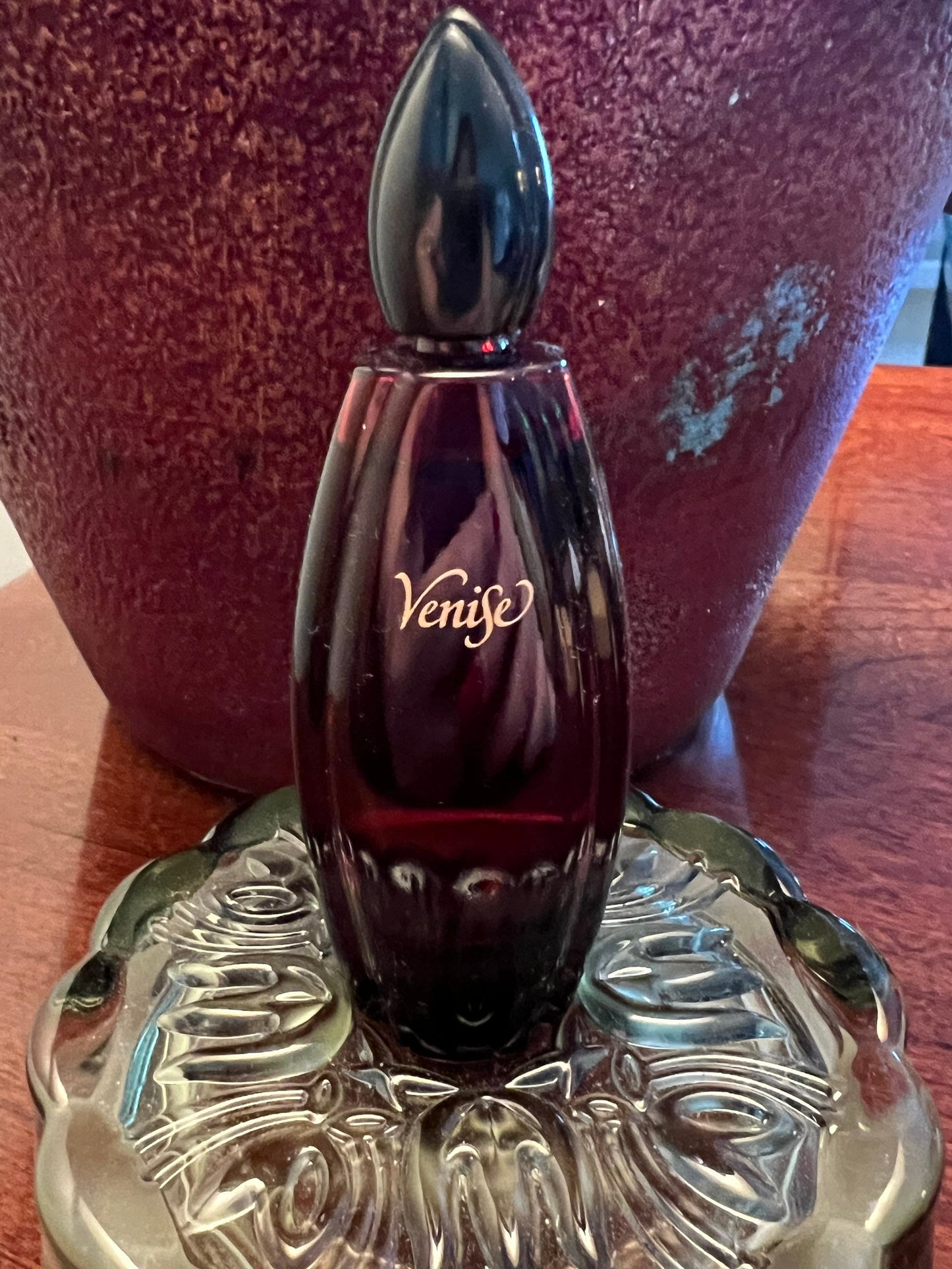 Vintage Habanita Molinard Eau de Toilette Miniature 1.1 Fluid Ounces, Lalique Bottle with Silver Cap, Lover Antiques and Vintage