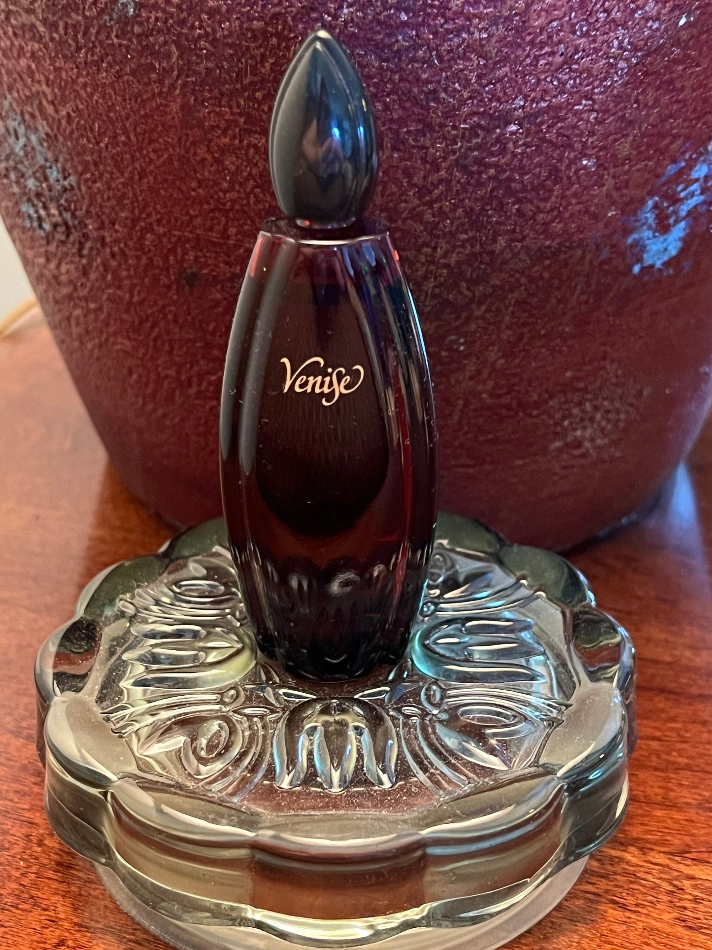 Vintage Habanita Molinard Eau de Toilette Miniature 1.1 Fluid Ounces, Lalique Bottle with Silver Cap, Lover Antiques and Vintage