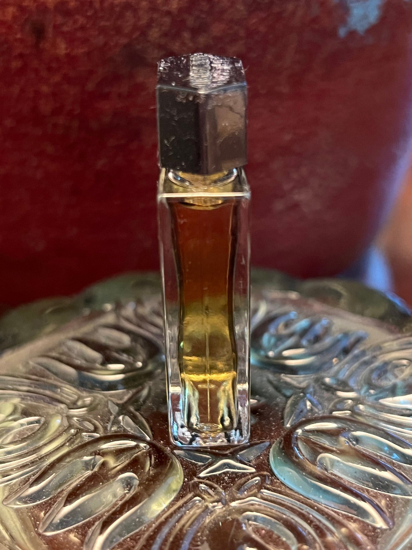 Vintage Habanita Molinard Eau de Toilette Miniature 1.1 Fluid Ounces, Lalique Bottle with Silver Cap, Lover Antiques and Vintage