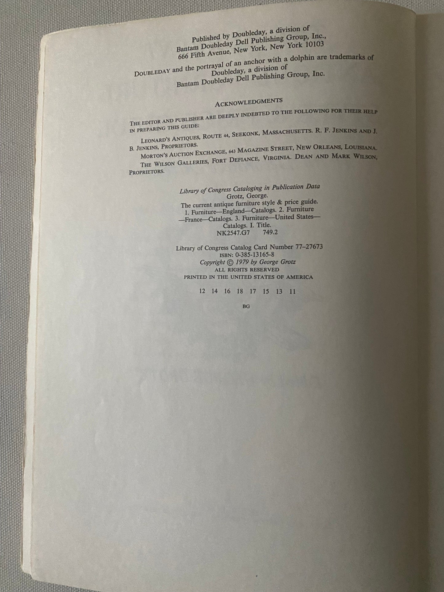 The Current Antique Furniture Style & Price Guide with Decorative Accessories Book, Edited George Grotz, First Edition Book, Lover Antiques