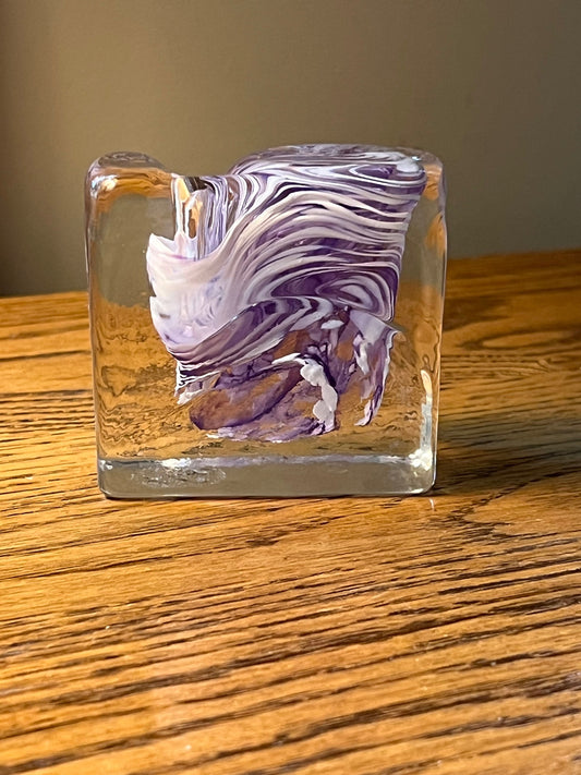 Vintage Purple & White Swirl Glass Pen Holder by Bristow Studio Glass Made in USA Home Decor Lover Antiques and Vintage
