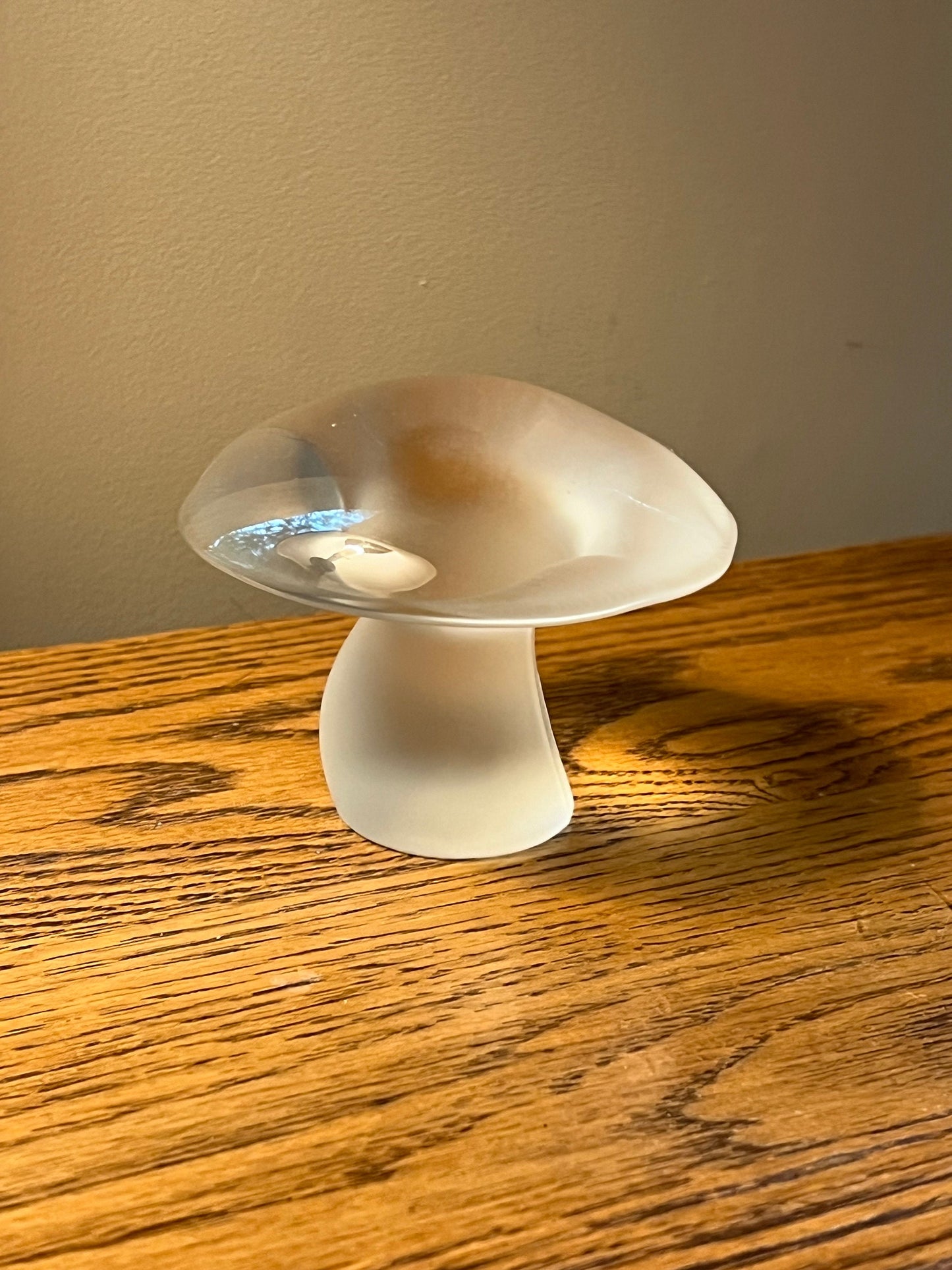 Vintage Viking Mushroom Glass Art Frosted Mushroom Figurine Lover Antiques and Vintage