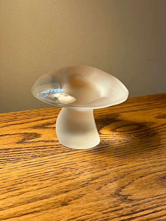 Vintage Viking Mushroom Glass Art Frosted Mushroom Figurine Lover Antiques and Vintage