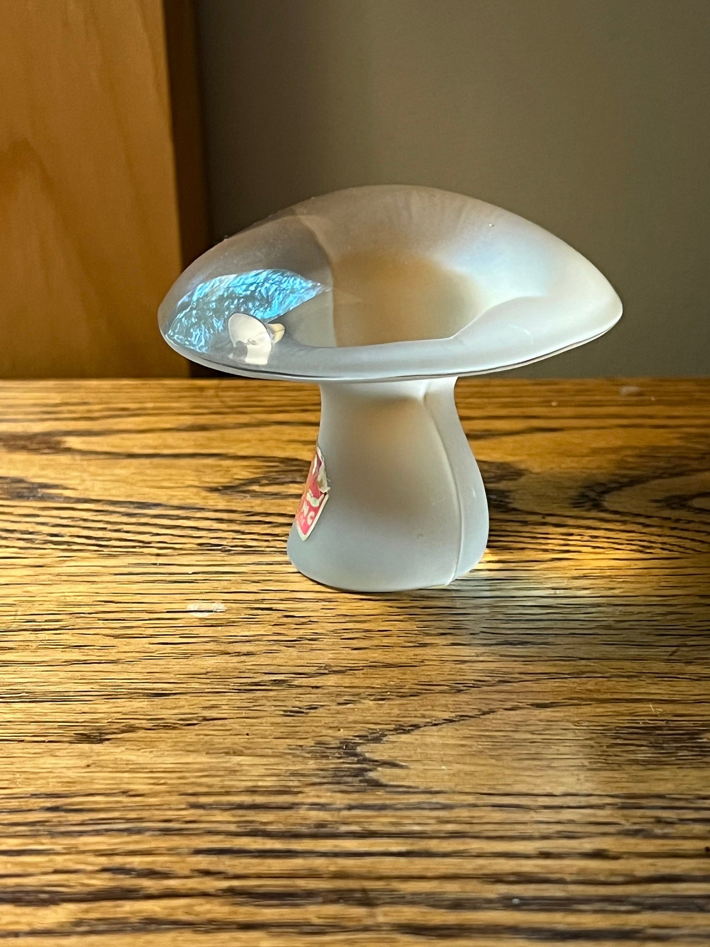 Vintage Viking Mushroom Glass Art Frosted Mushroom Figurine Lover Antiques and Vintage