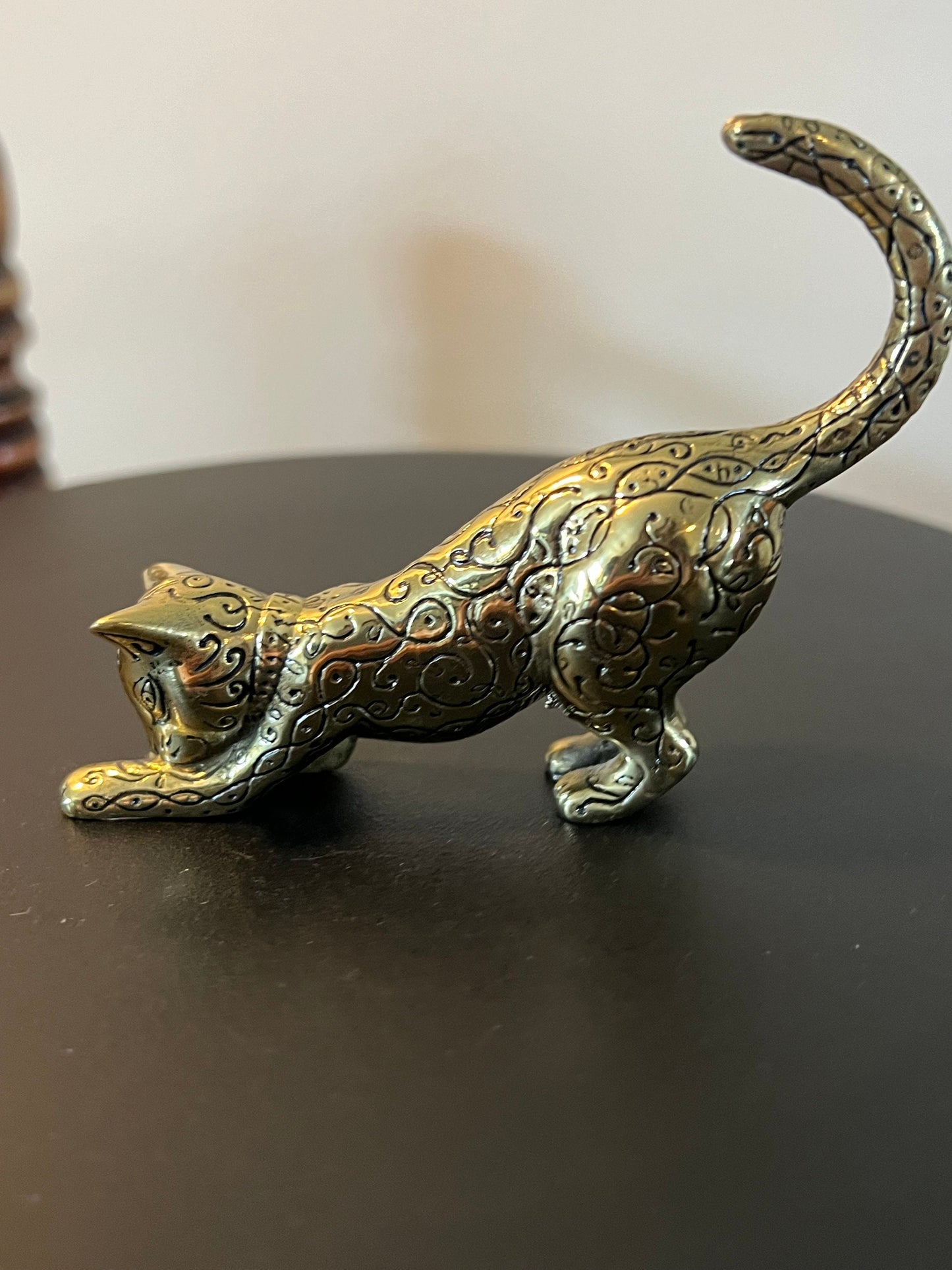 Vintage Brass Leopard Cat Figurine 1986 TFM The Franklin Mint Cats, Lover Antiques and Vintage
