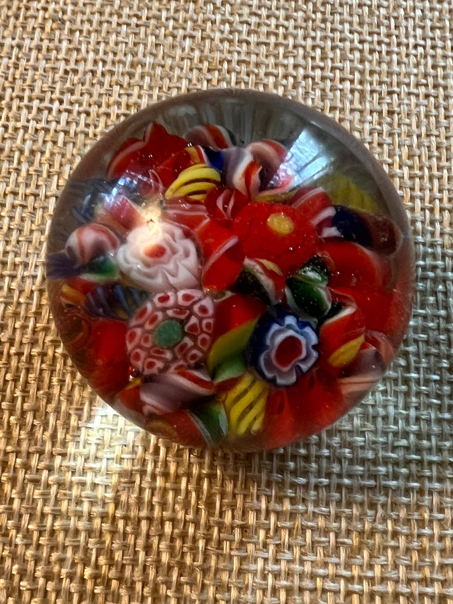 Vintage Murano Style Millefiori Glass Art Glass Paperweight Floral Lover Antiques and Vintage