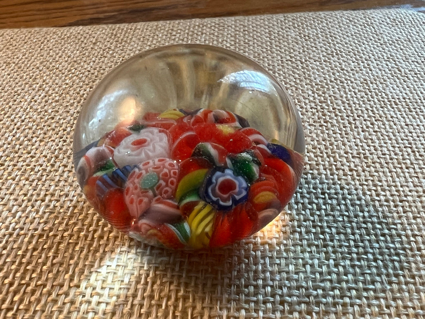 Vintage Murano Style Millefiori Glass Art Glass Paperweight Floral Lover Antiques and Vintage