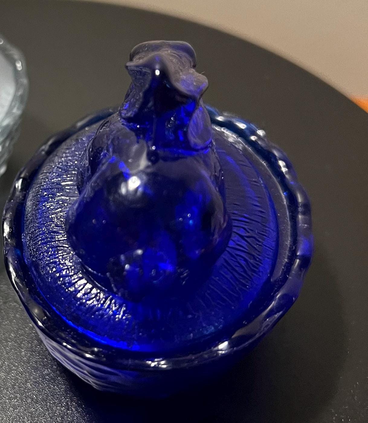 Vintage Cobalt Blue Rabbit on Nest Summit Art Russ Vogelsong Bunny with Lid Art Glass Rabbits Bunnies Lover Antiques and Vintage