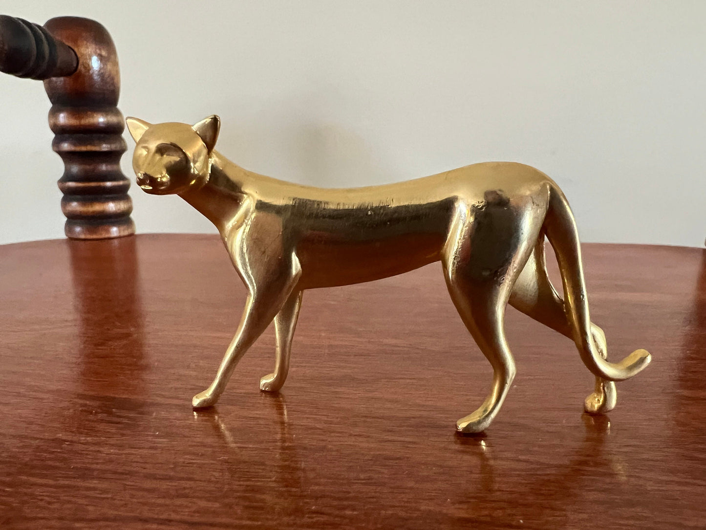 Vintage Brass Cat Figurine, House of Faberge the Franklin Mint, Polished Brass Cat, Lover Antiques and Vintage