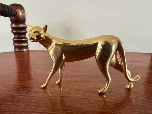 Vintage Brass Cat Figurine, House of Faberge the Franklin Mint, Polished Brass Cat, Lover Antiques and Vintage
