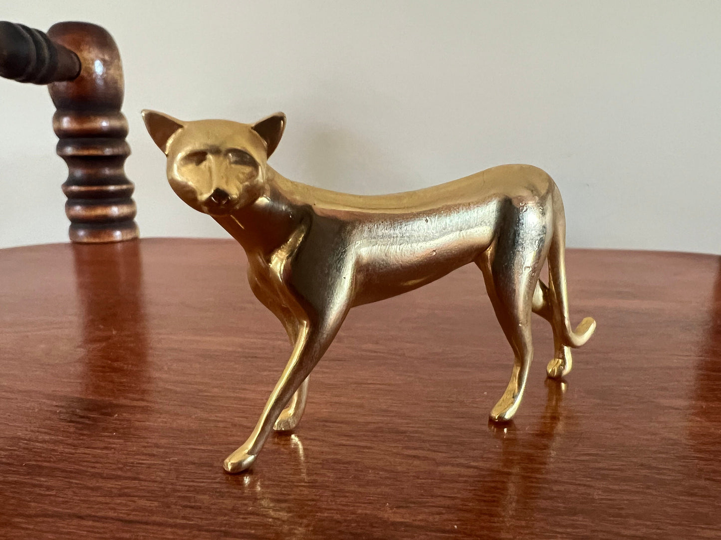 Vintage Brass Cat Figurine, House of Faberge the Franklin Mint, Polished Brass Cat, Lover Antiques and Vintage