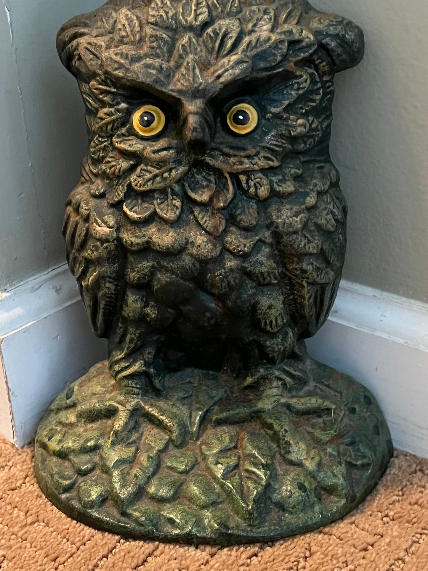 Antique Cast Iron Owl Doorstop Patina Cast Iron Owl Figurine Lover Antiques and Vintage